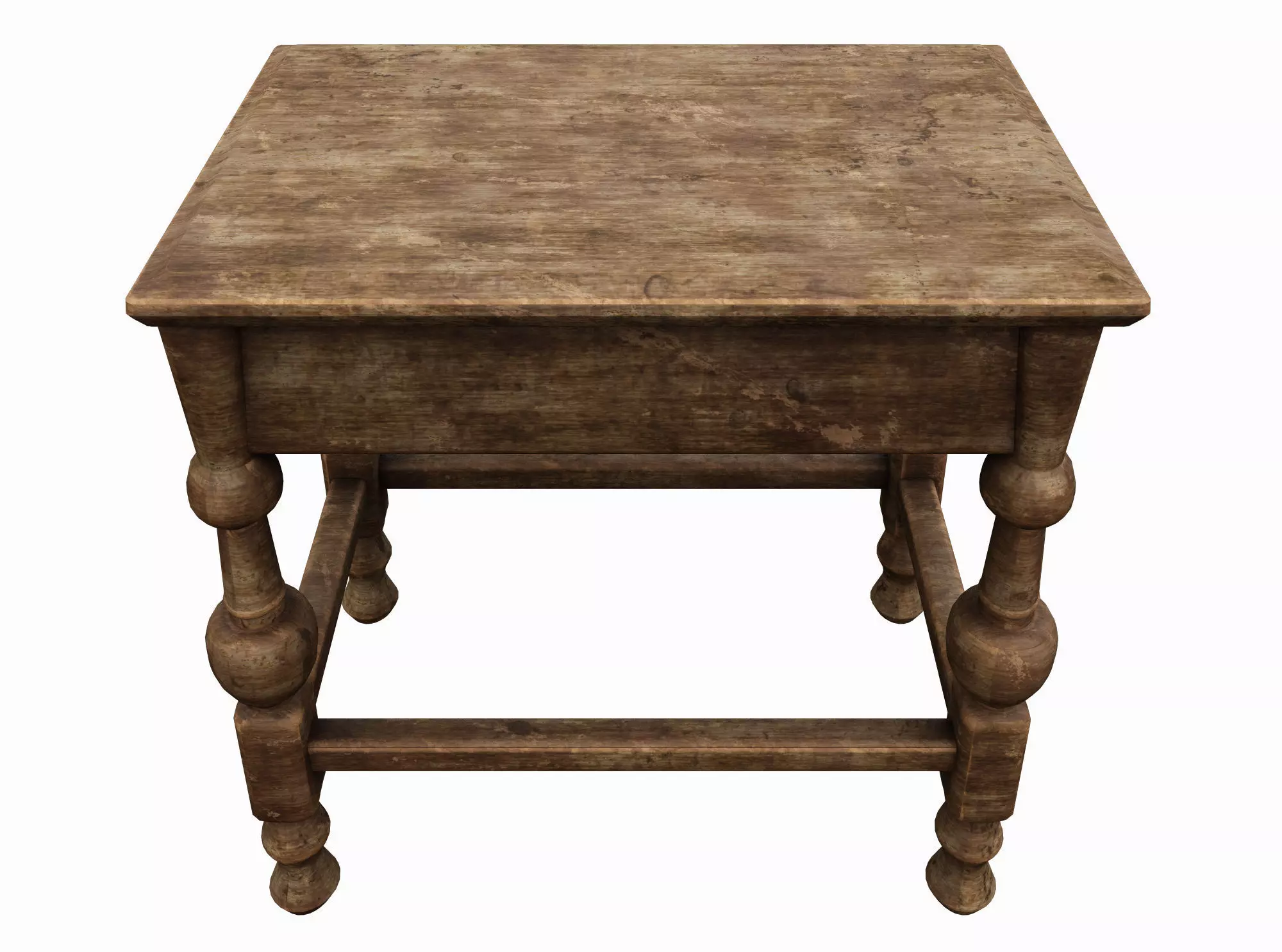 Medieval Table and Banches Low-poly 3D model_0