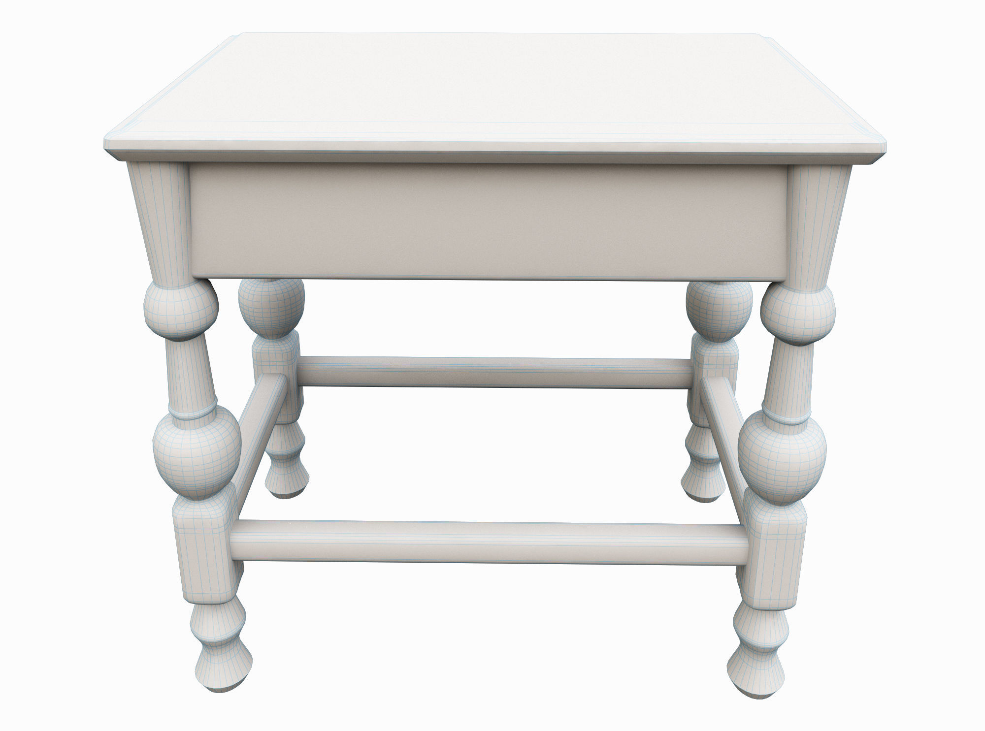 Medieval Table and Banches Low-poly 3D model_3