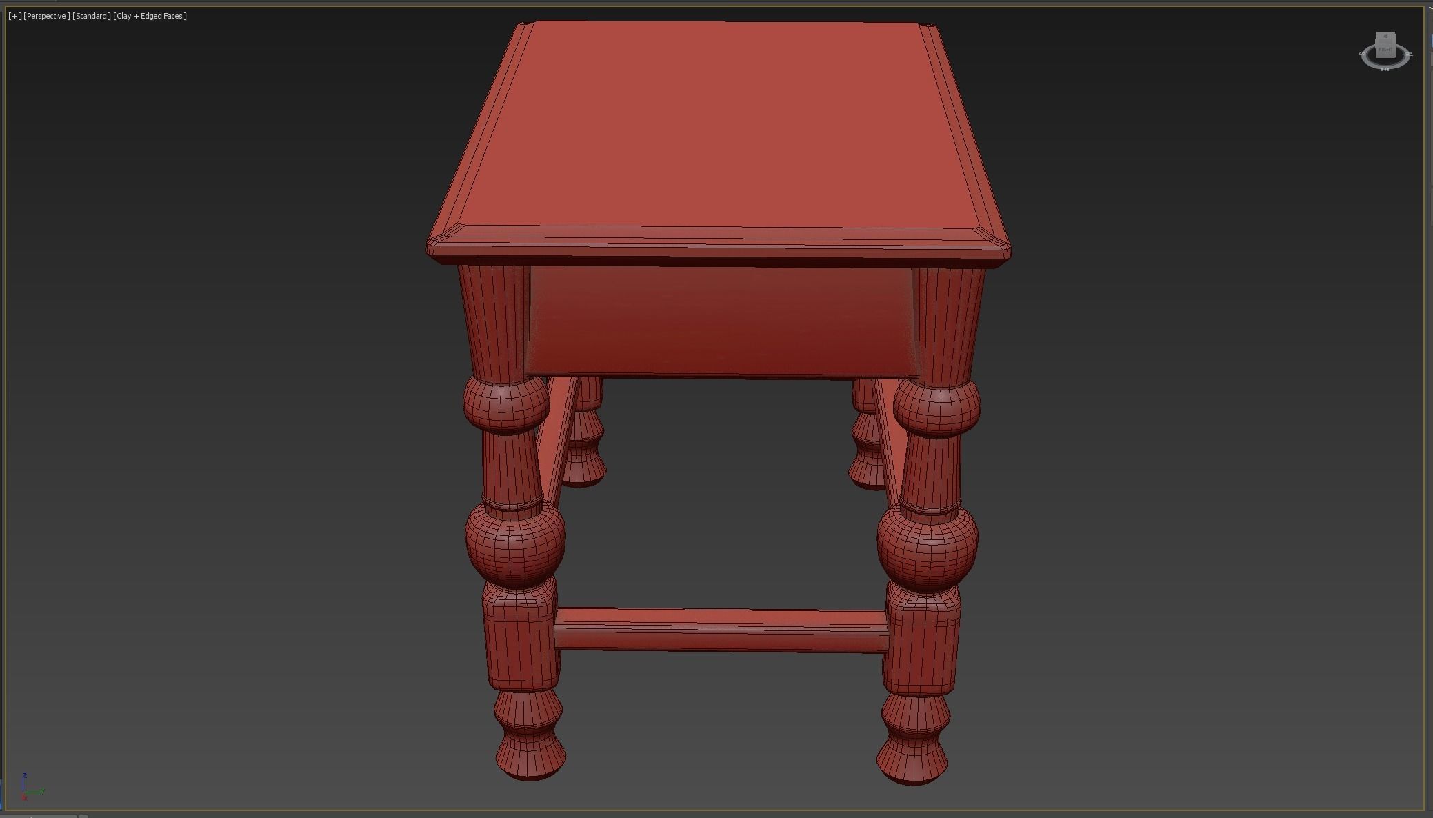Medieval Table and Banches Low-poly 3D model_6