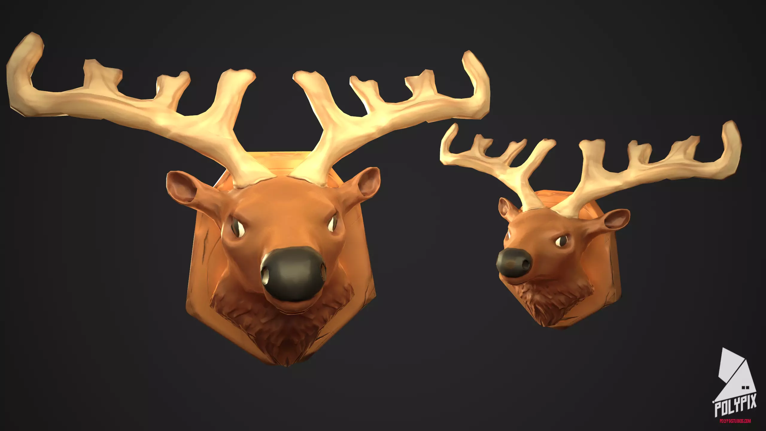 Deer Head Low-poly 3D model_0