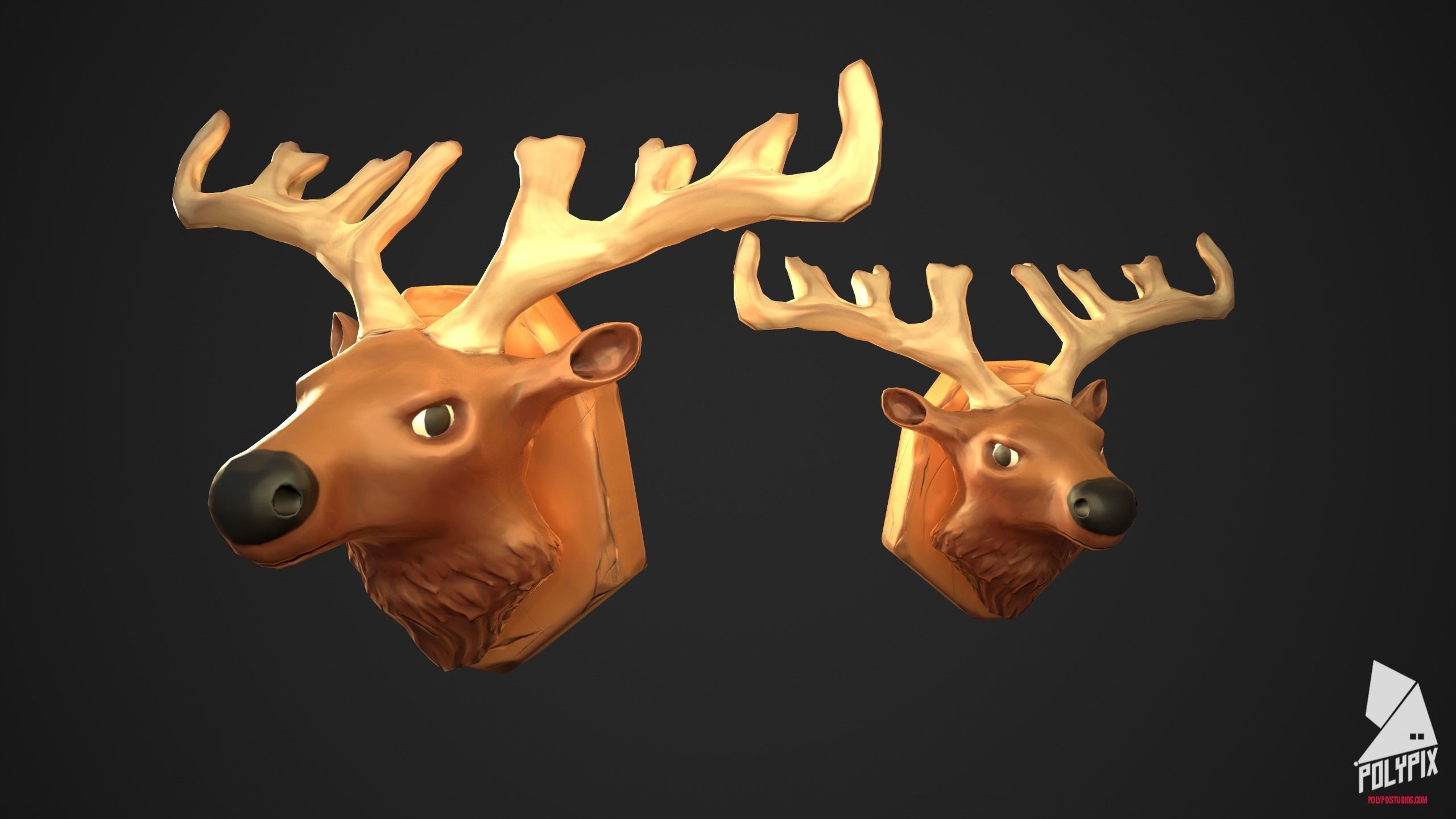 Deer Head Low-poly 3D model_2