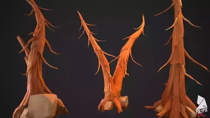 Dead Tree Set Low-poly 3D model