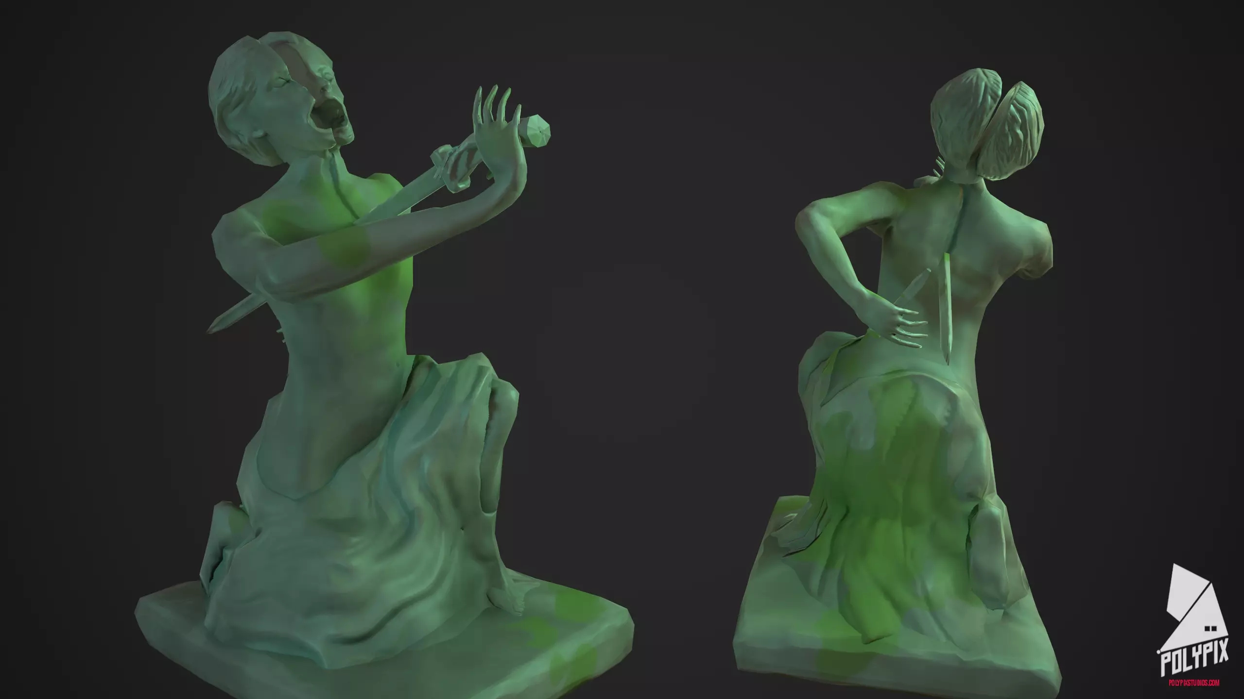 Agony Angel Statue Low-poly 3D model