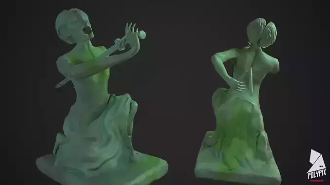 Agony Angel Statue Low-poly 3D model