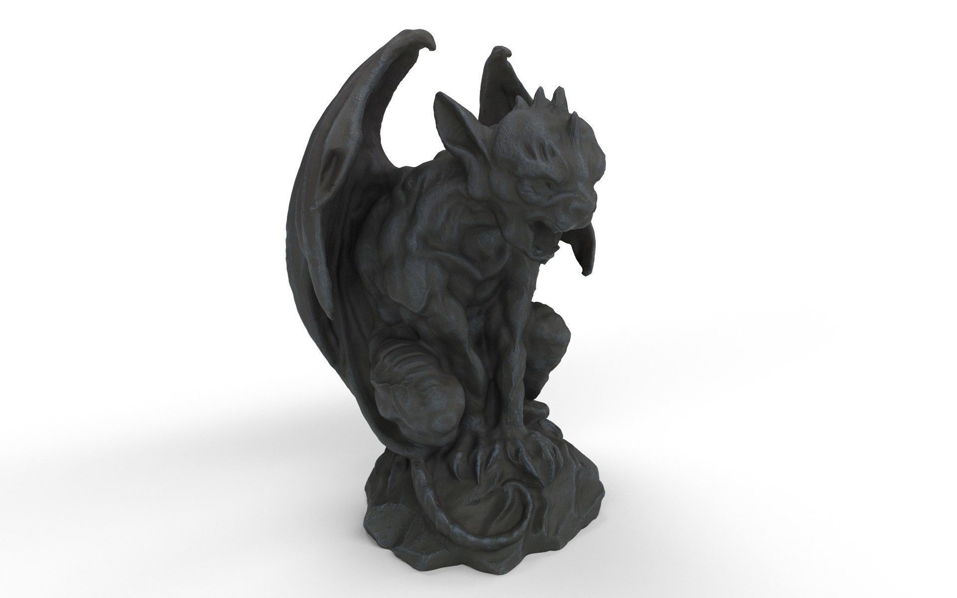 Bat statue Low-poly 3D model_3