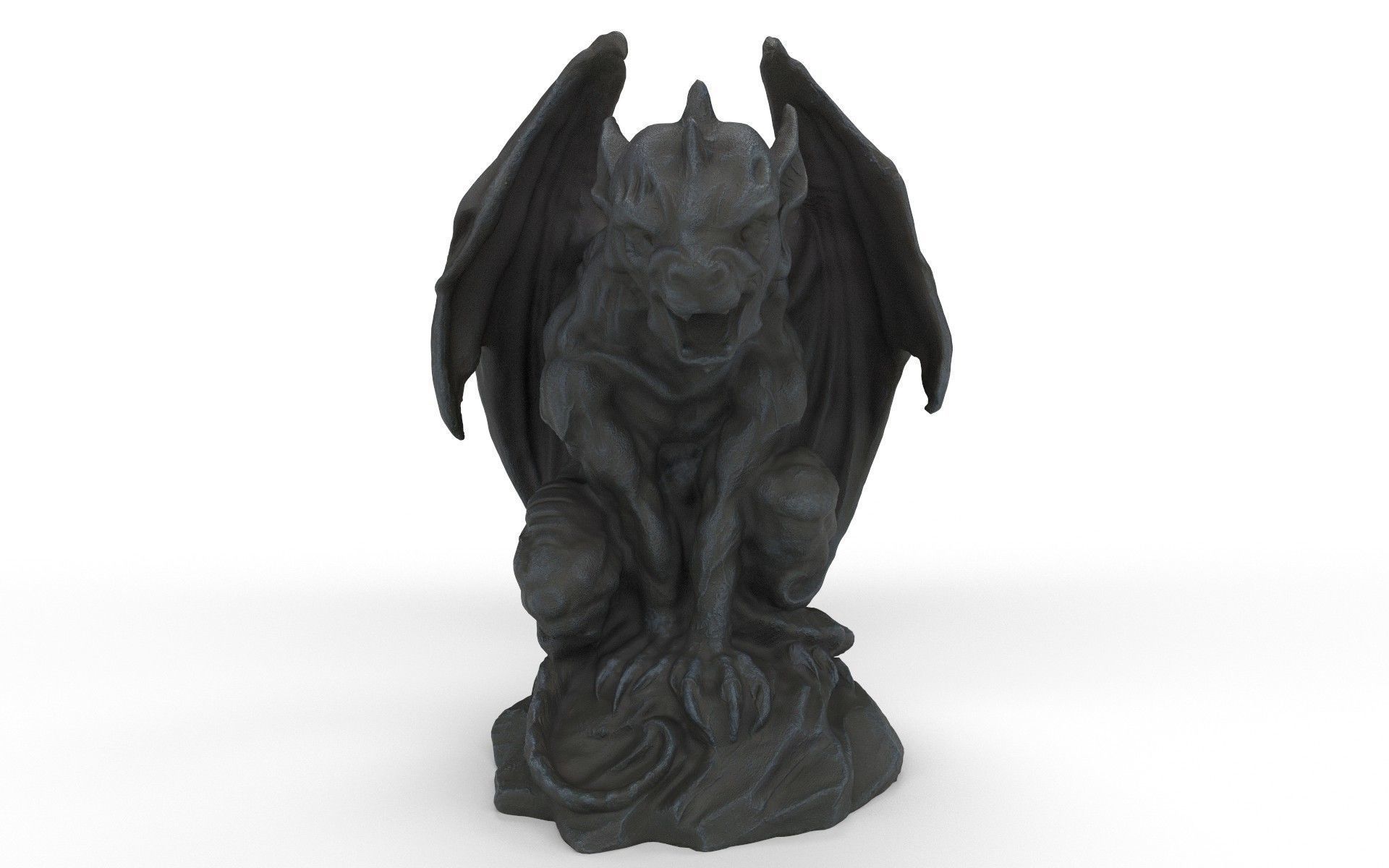 Bat statue Low-poly 3D model_2