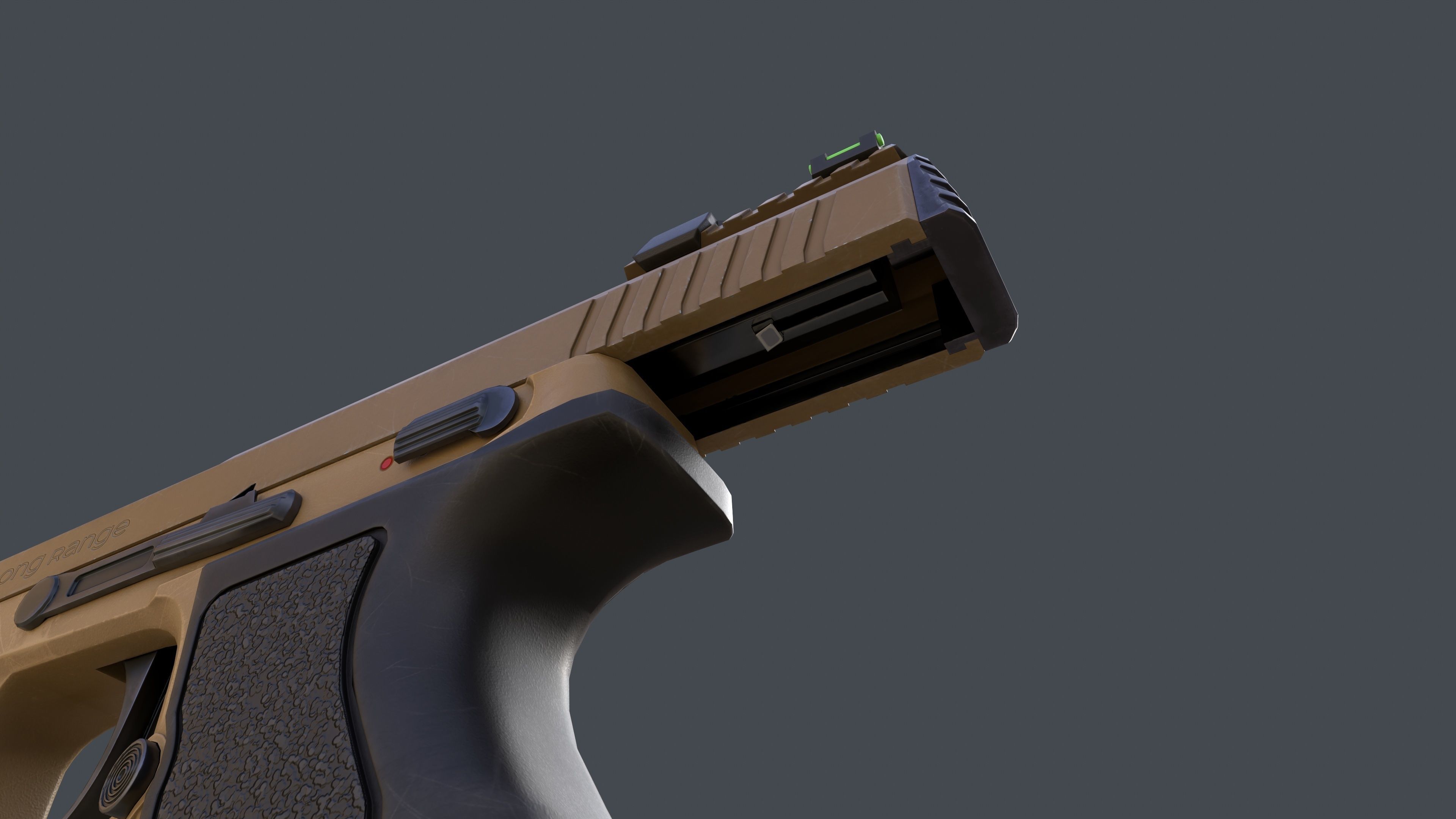 Pistol Long Range Coyote and Silencer Low-poly 3D model_16