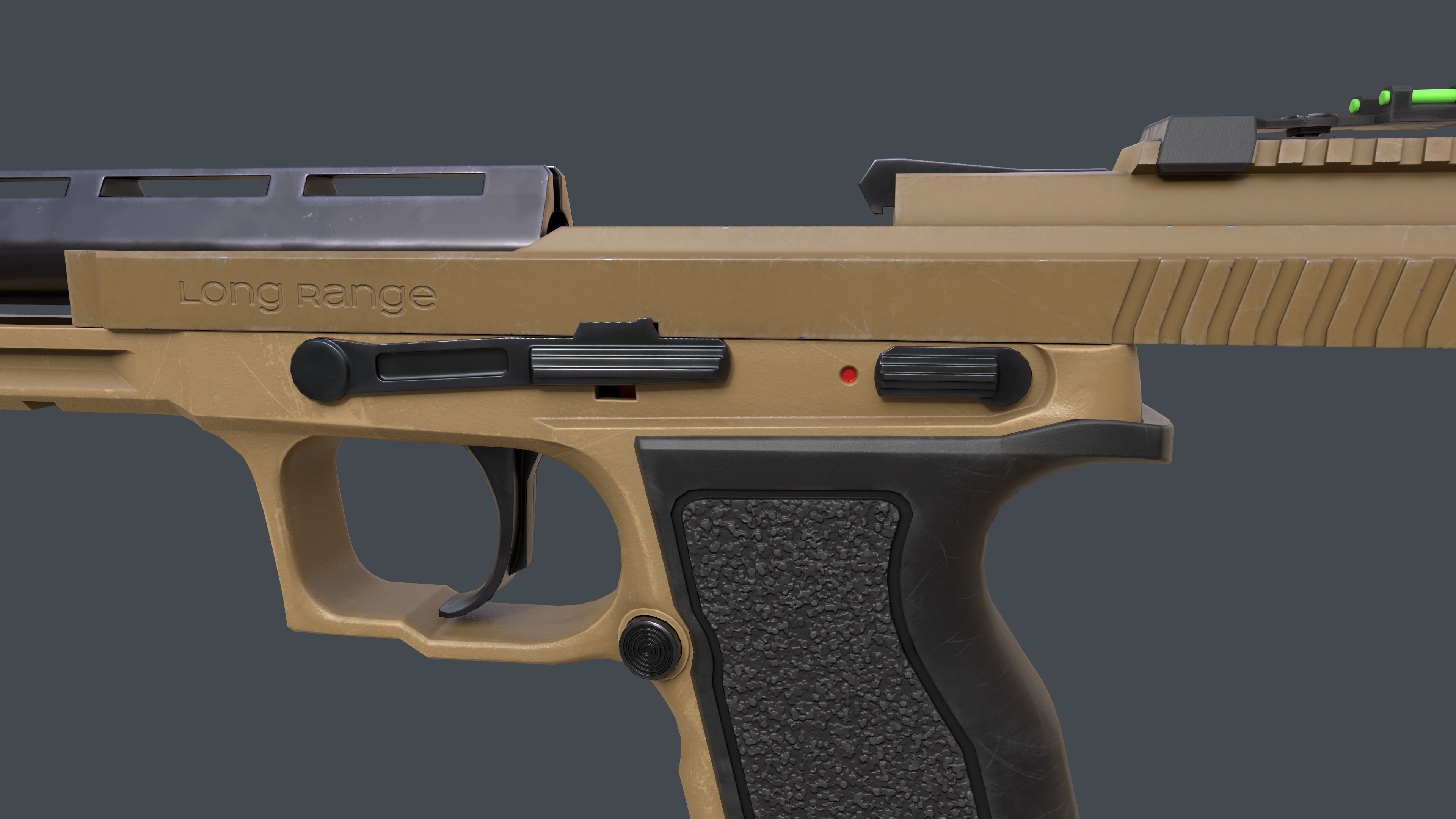 Pistol Long Range Coyote and Silencer Low-poly 3D model_18