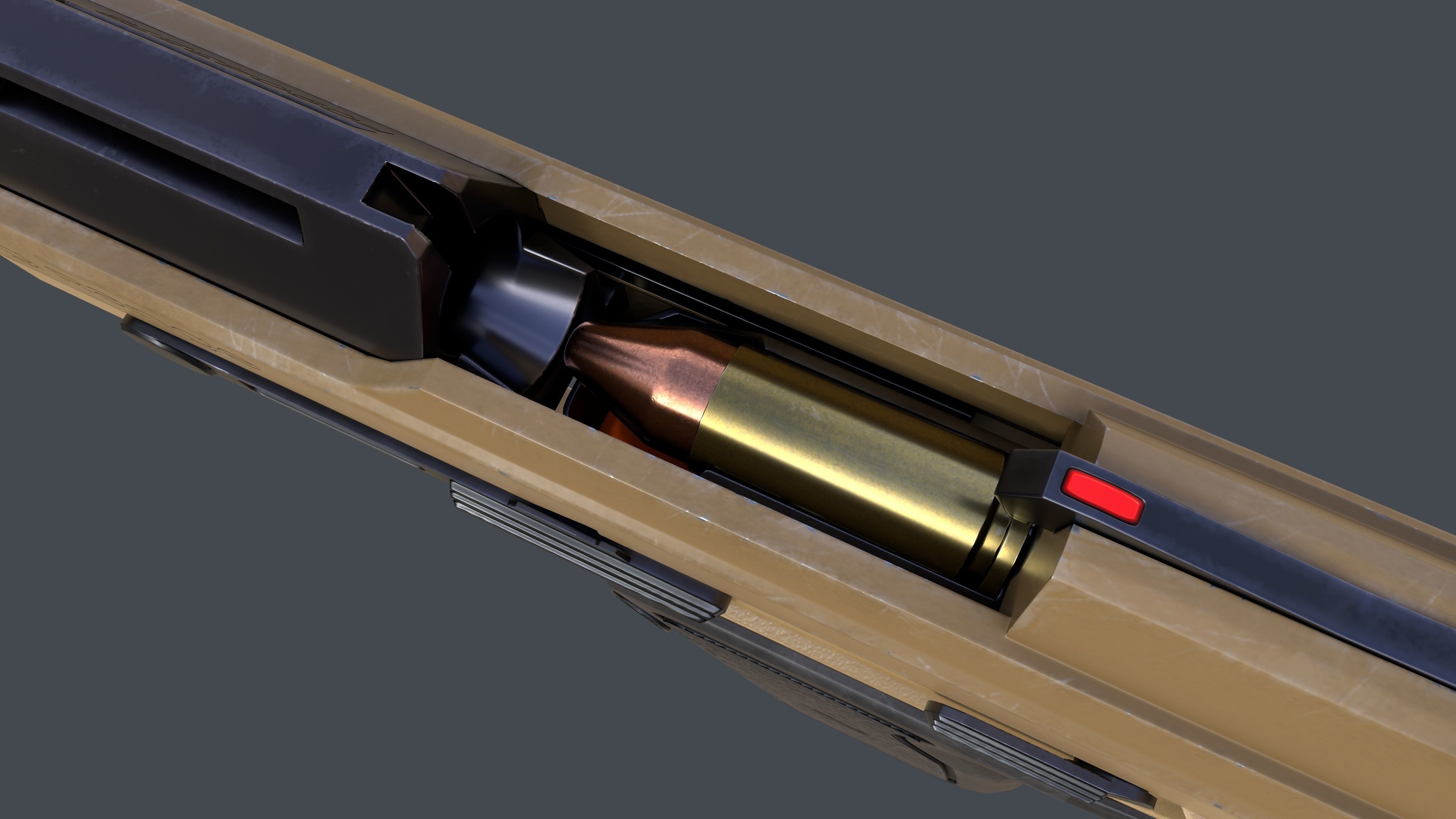 Pistol Long Range Coyote and Silencer Low-poly 3D model_13