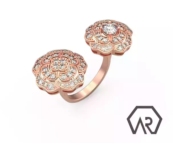 Bouton de camelia ring 3D print model D15 3D print model