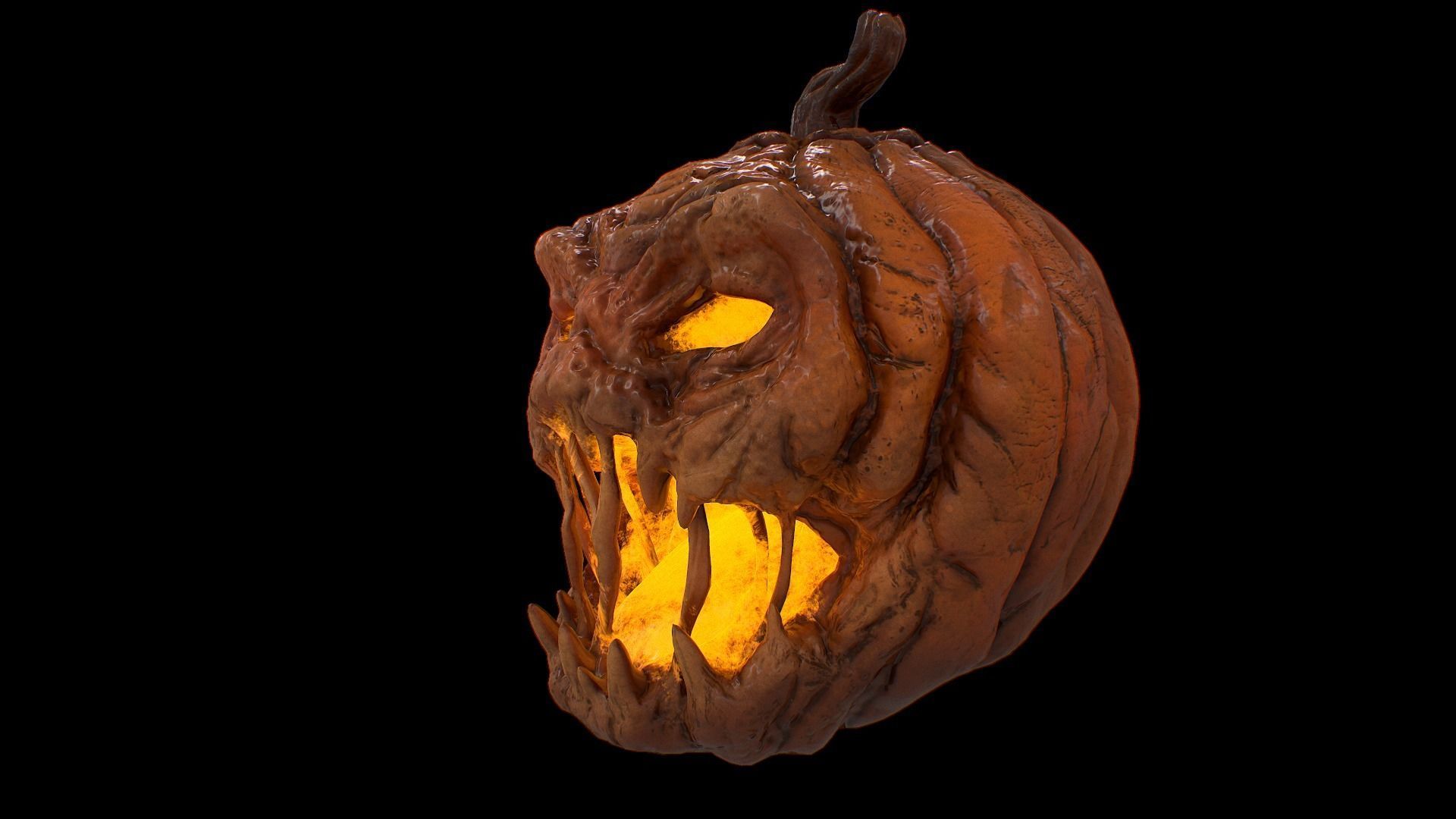 Pumpkin halloween with glowing eyes Low-poly 3D model_18