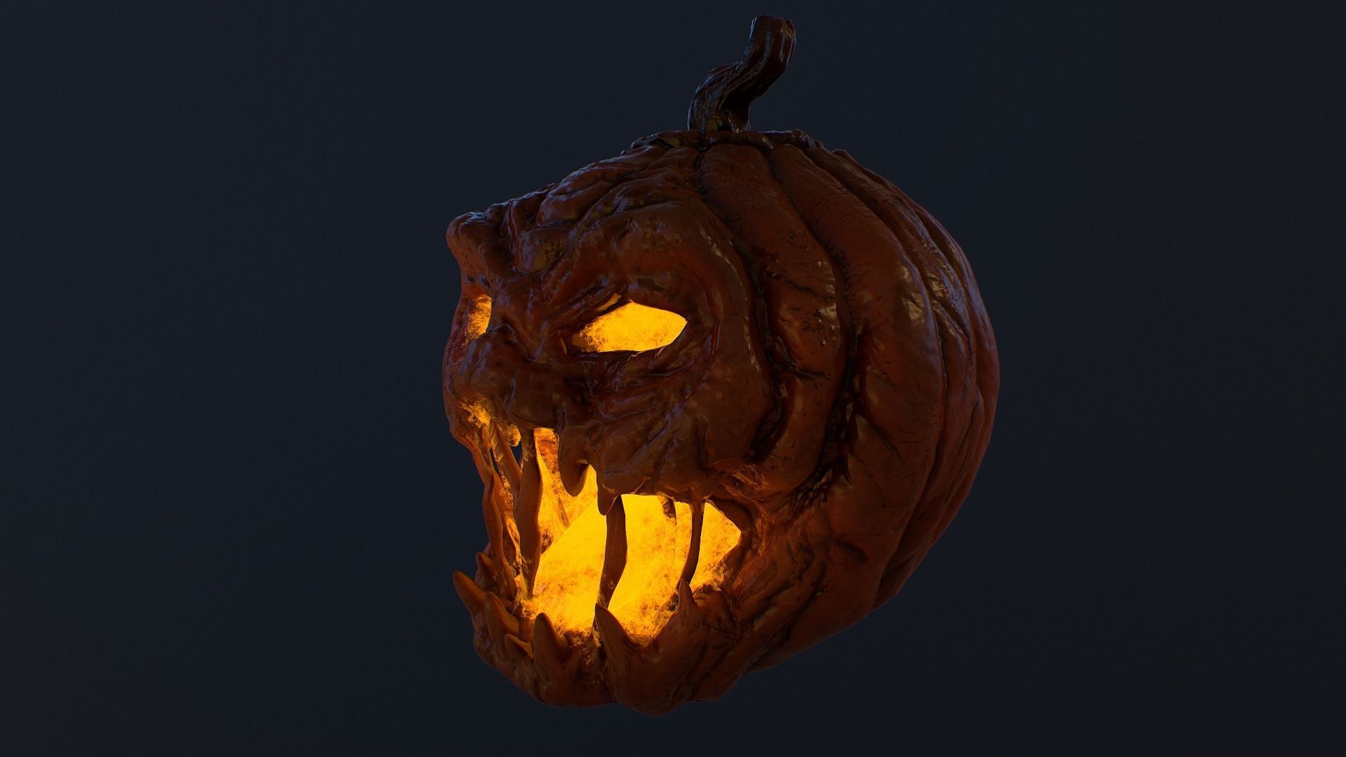 Pumpkin halloween with glowing eyes Low-poly 3D model_19