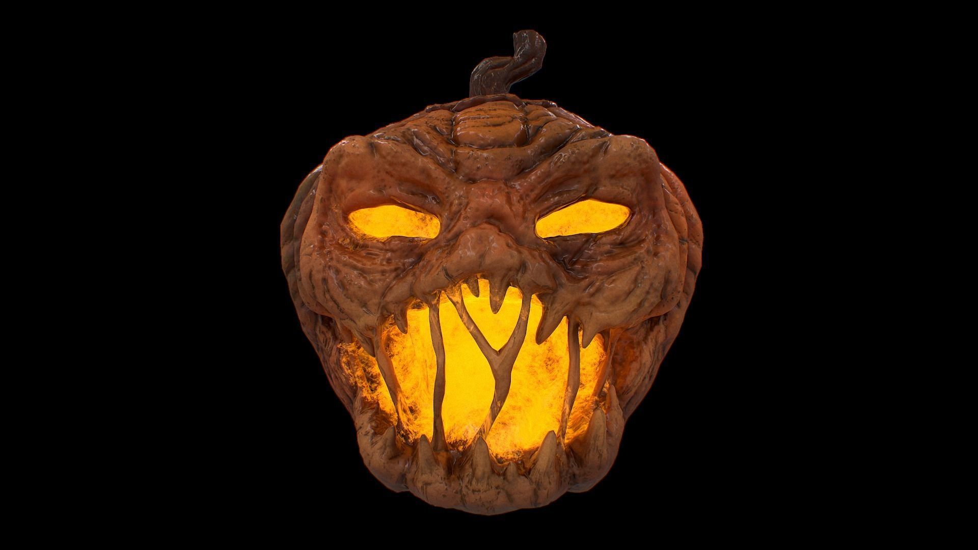 Pumpkin halloween with glowing eyes Low-poly 3D model_16