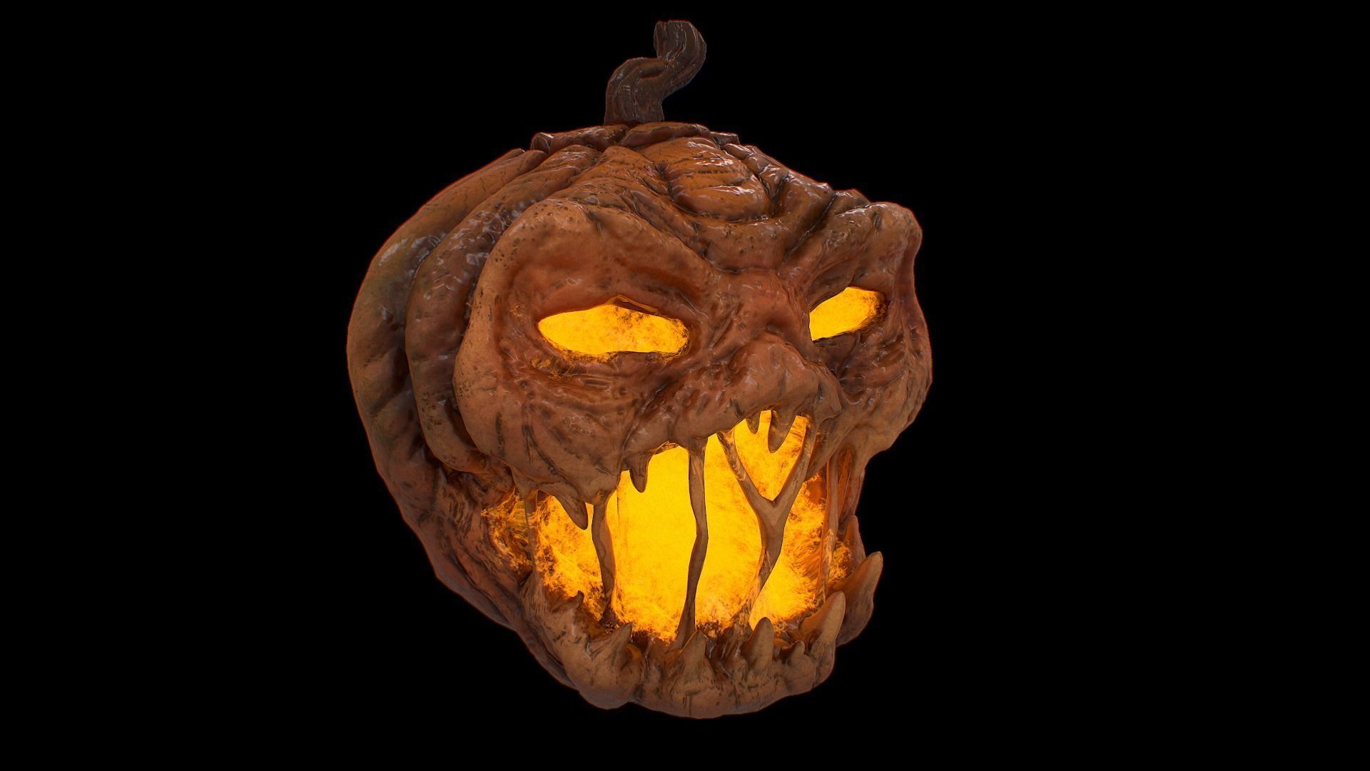 Pumpkin halloween with glowing eyes Low-poly 3D model_15