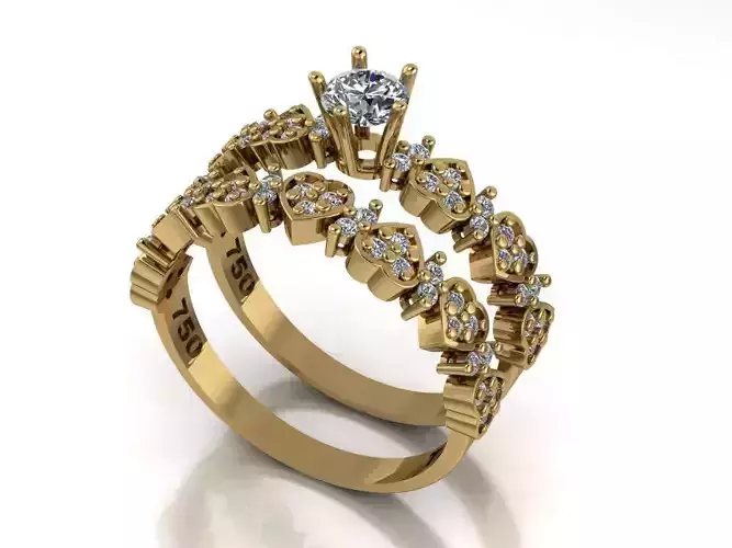 set heart ring 3D print model