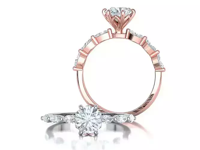 Solitaire 1ct Engagement ring 4x2 marquise stones 3dmodel 3D print model
