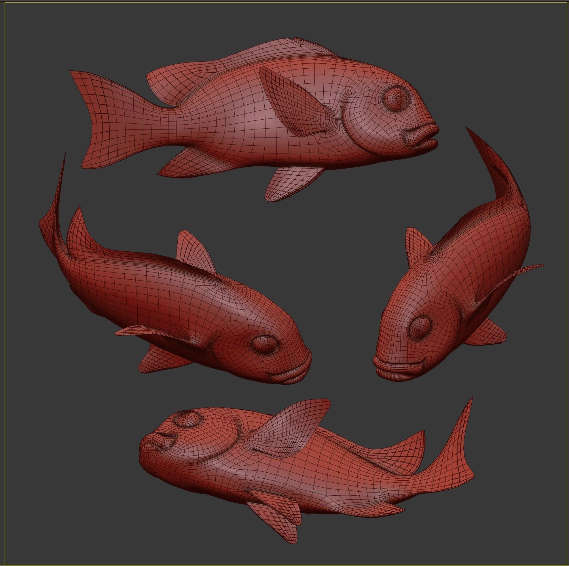 Fish Sweetlips and grunt Low-poly 3D model_7