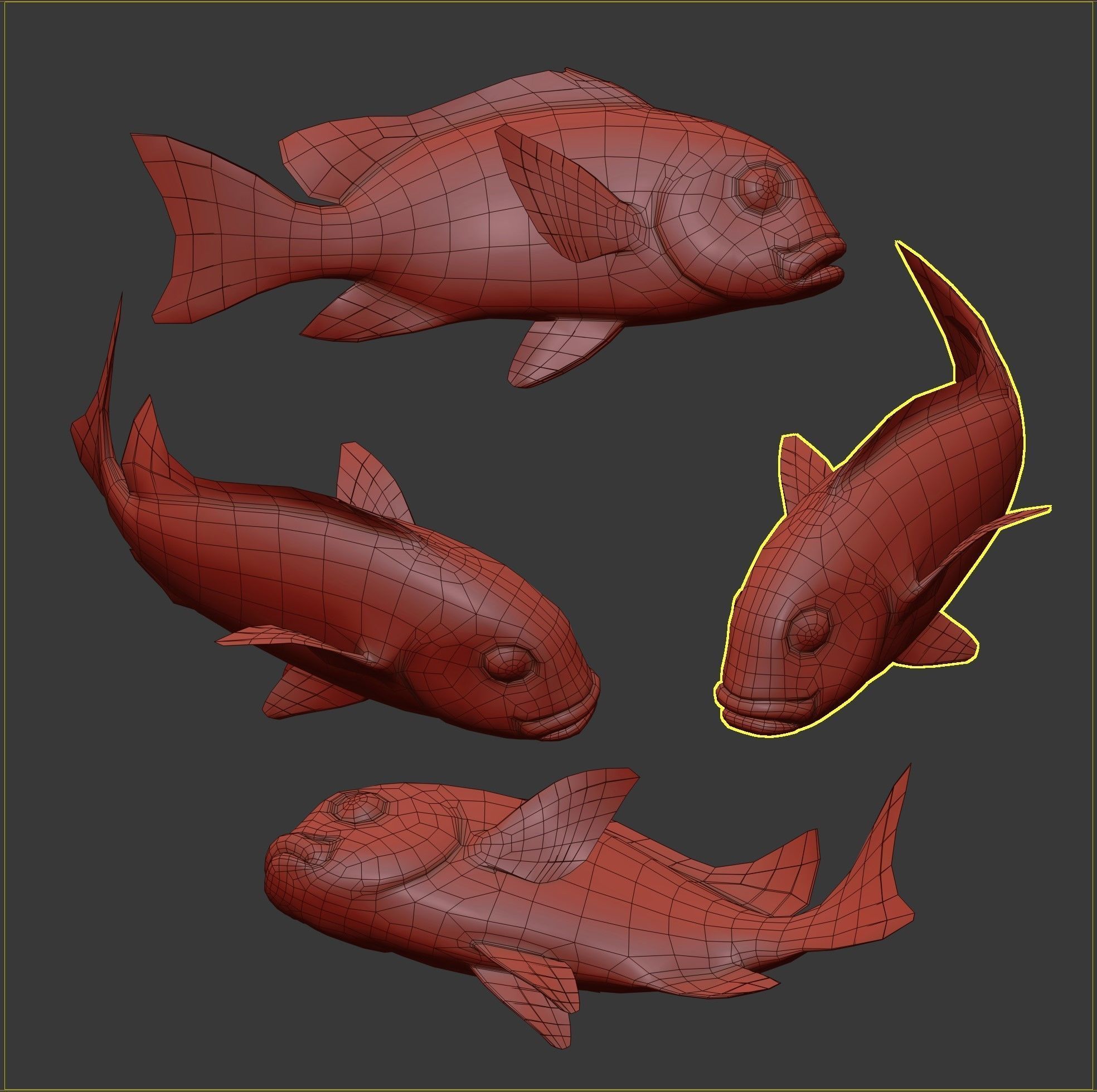 Fish Sweetlips and grunt Low-poly 3D model_6