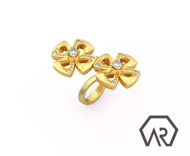 Flower ring 3D print model D16