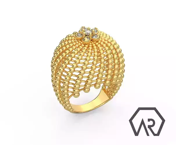 Cactus Ring 3D print model D17