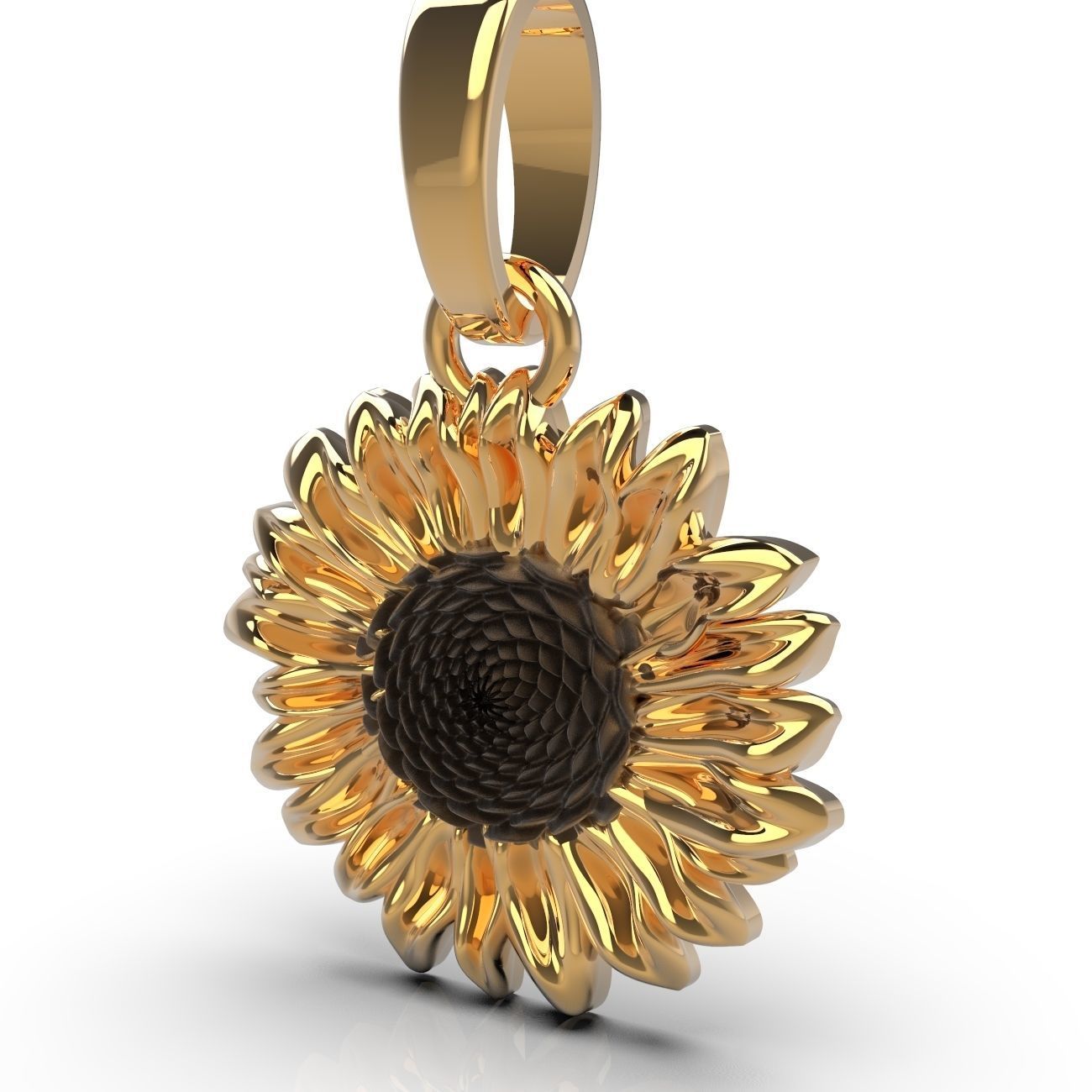 Sunflower pendant 3D print model_1