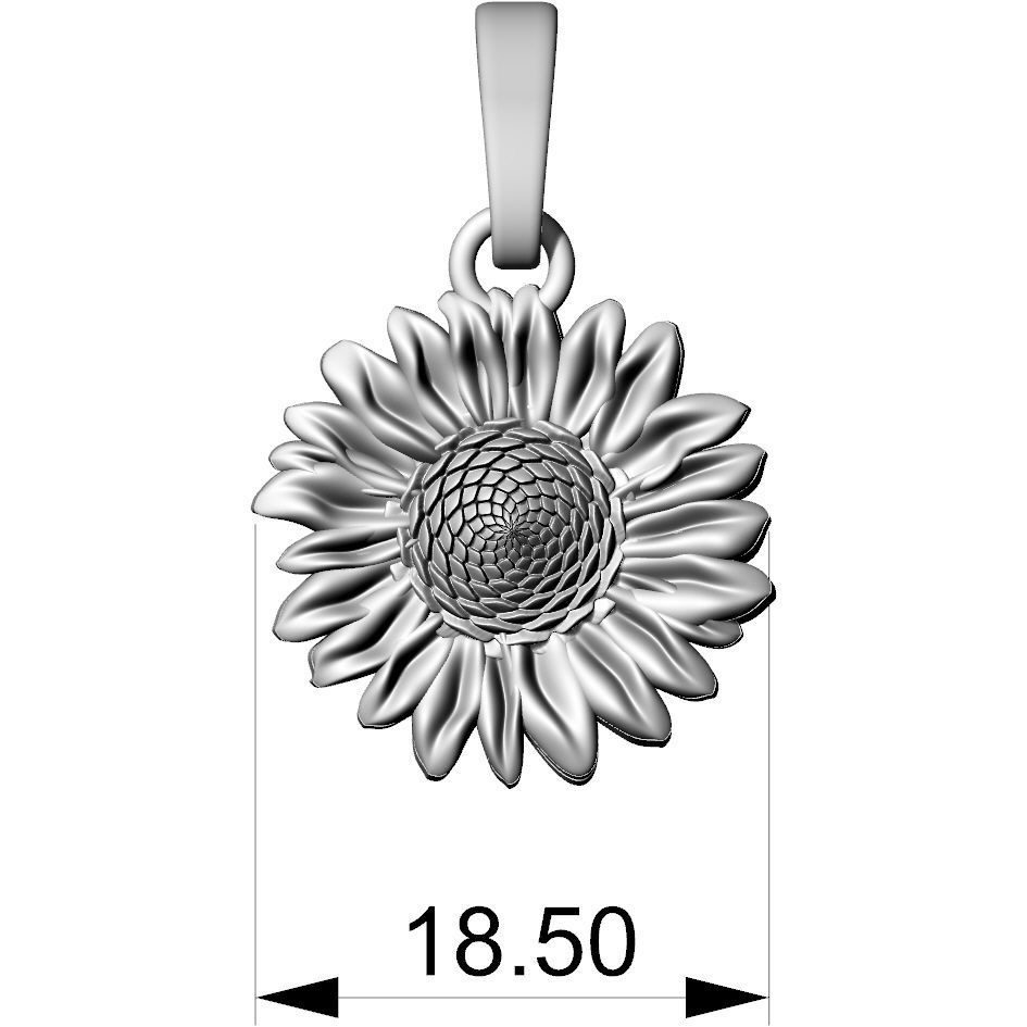 Sunflower pendant 3D print model_2