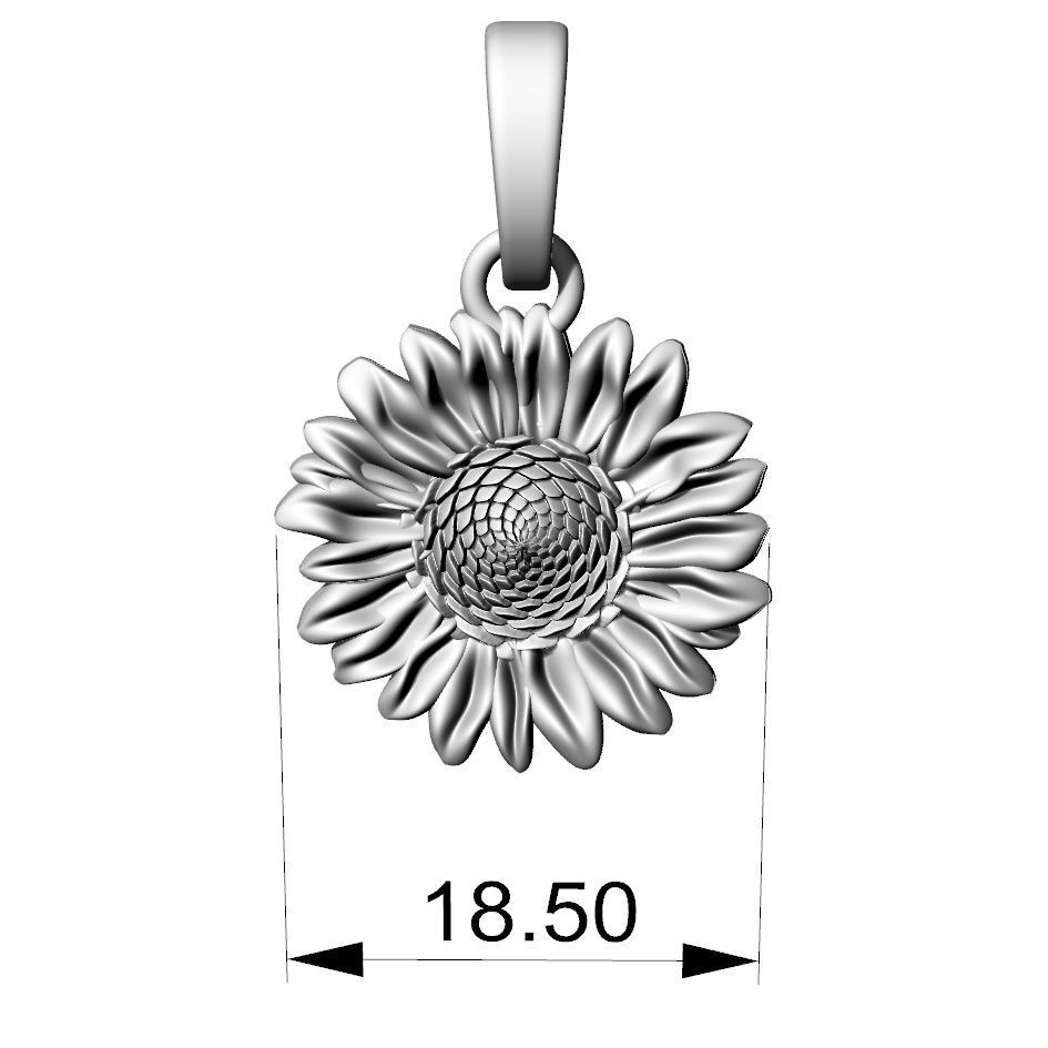 Sunflower pendant 3D print model_3