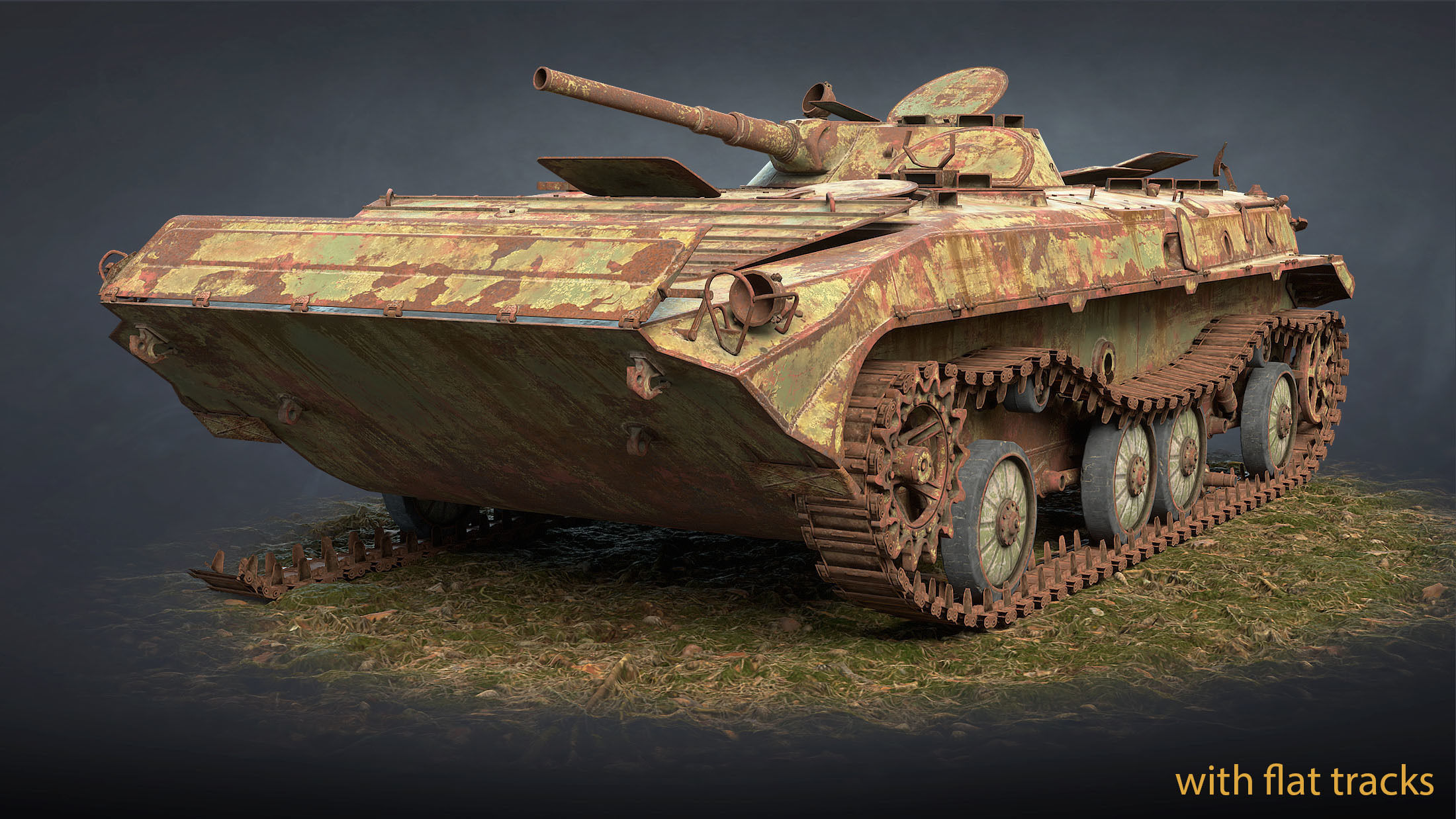 BMP-1 IFV Abandoned Low-poly 3D model_13