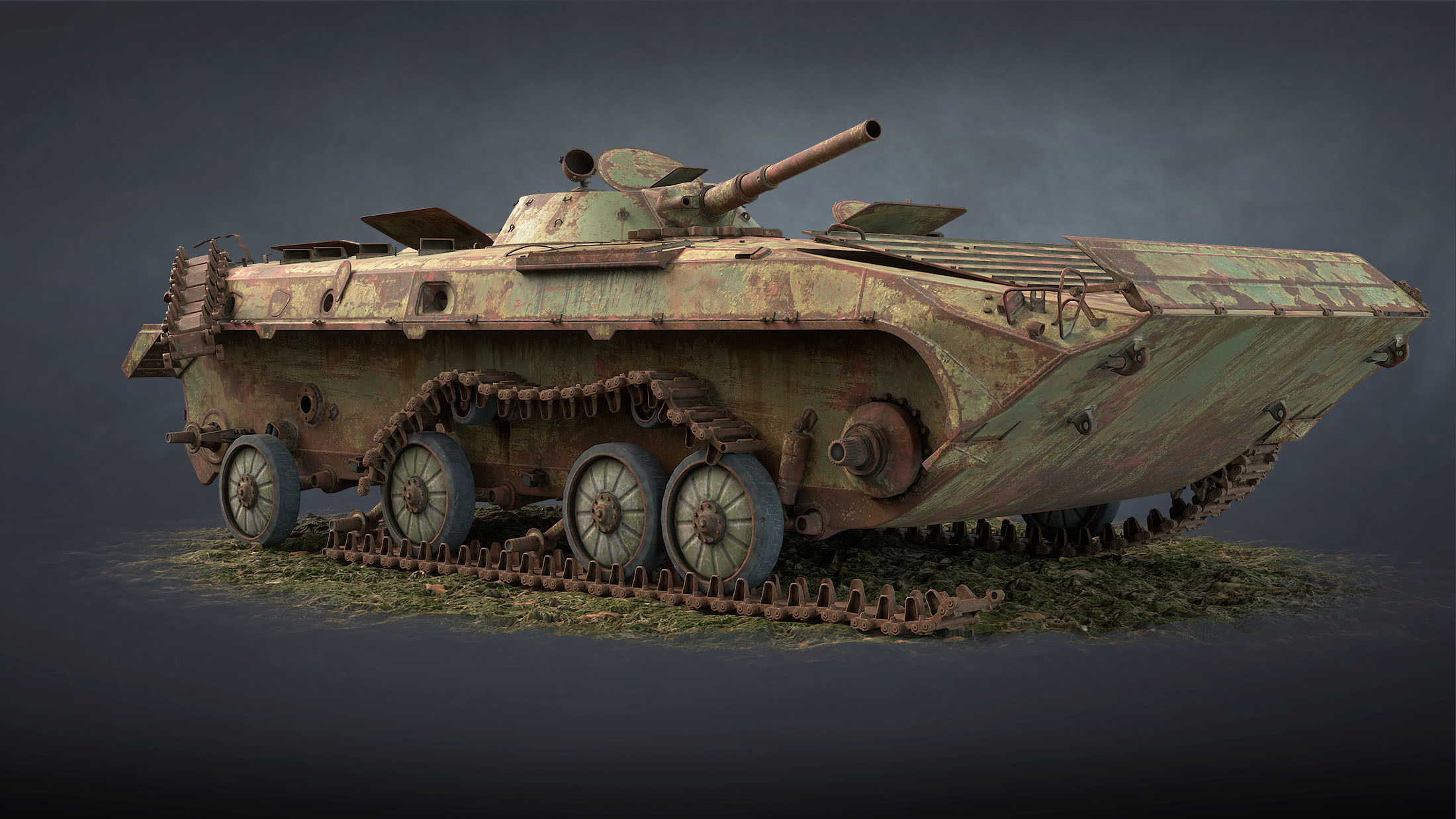 BMP-1 IFV Abandoned Low-poly 3D model_6