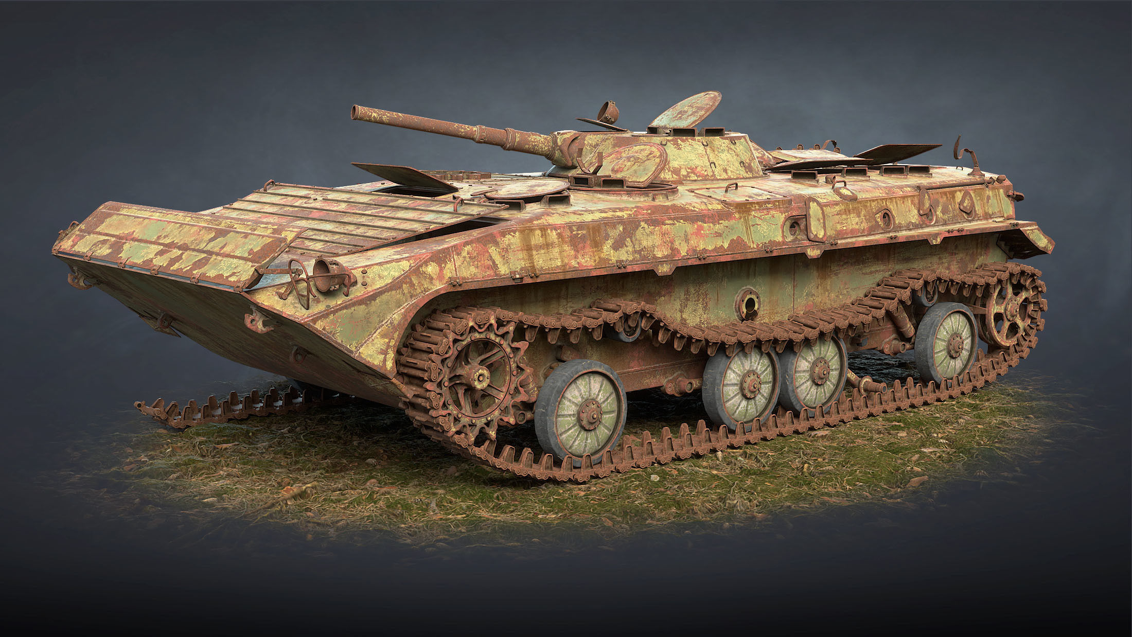 BMP-1 IFV Abandoned Low-poly 3D model_2