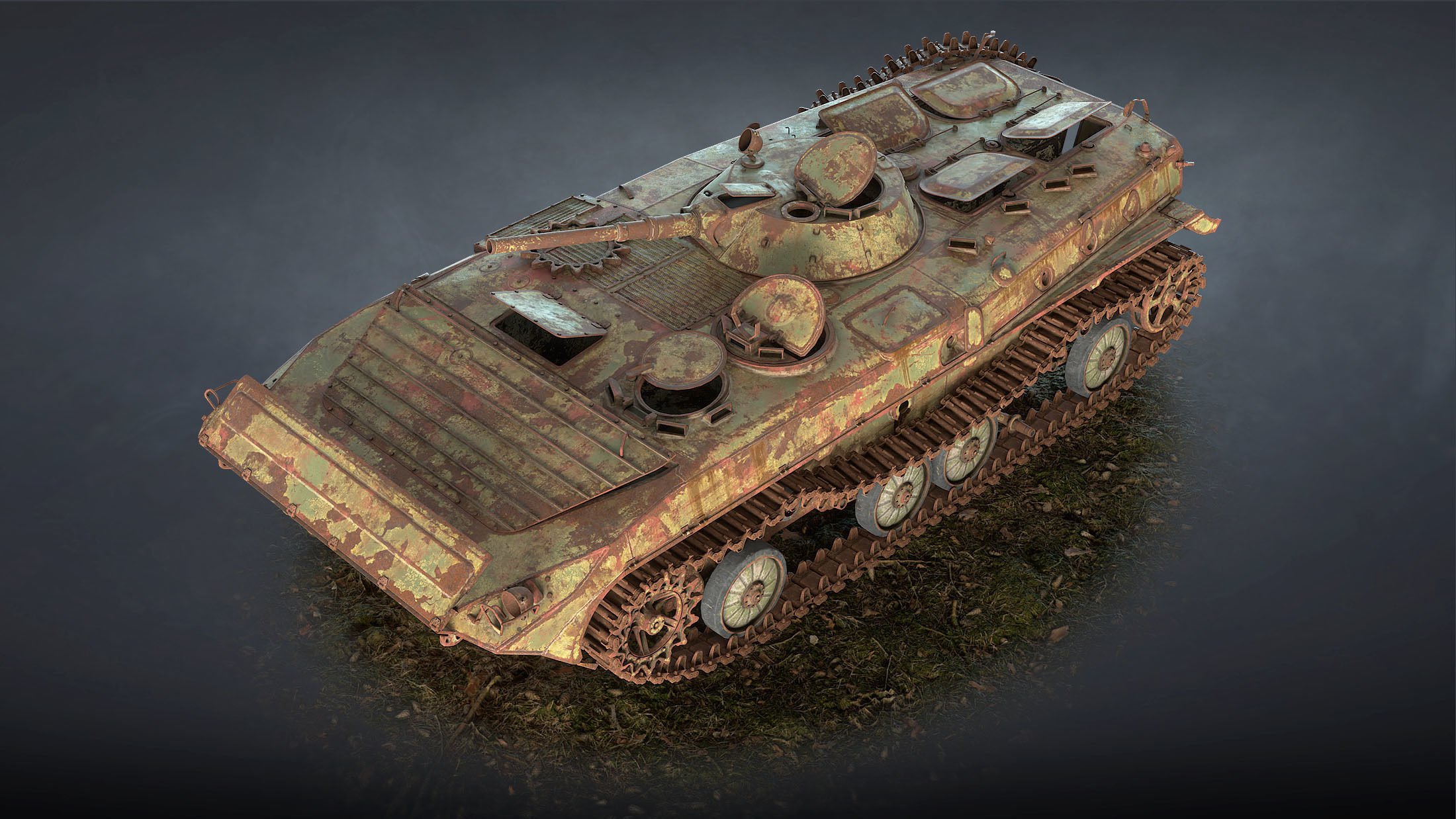 BMP-1 IFV Abandoned Low-poly 3D model_9