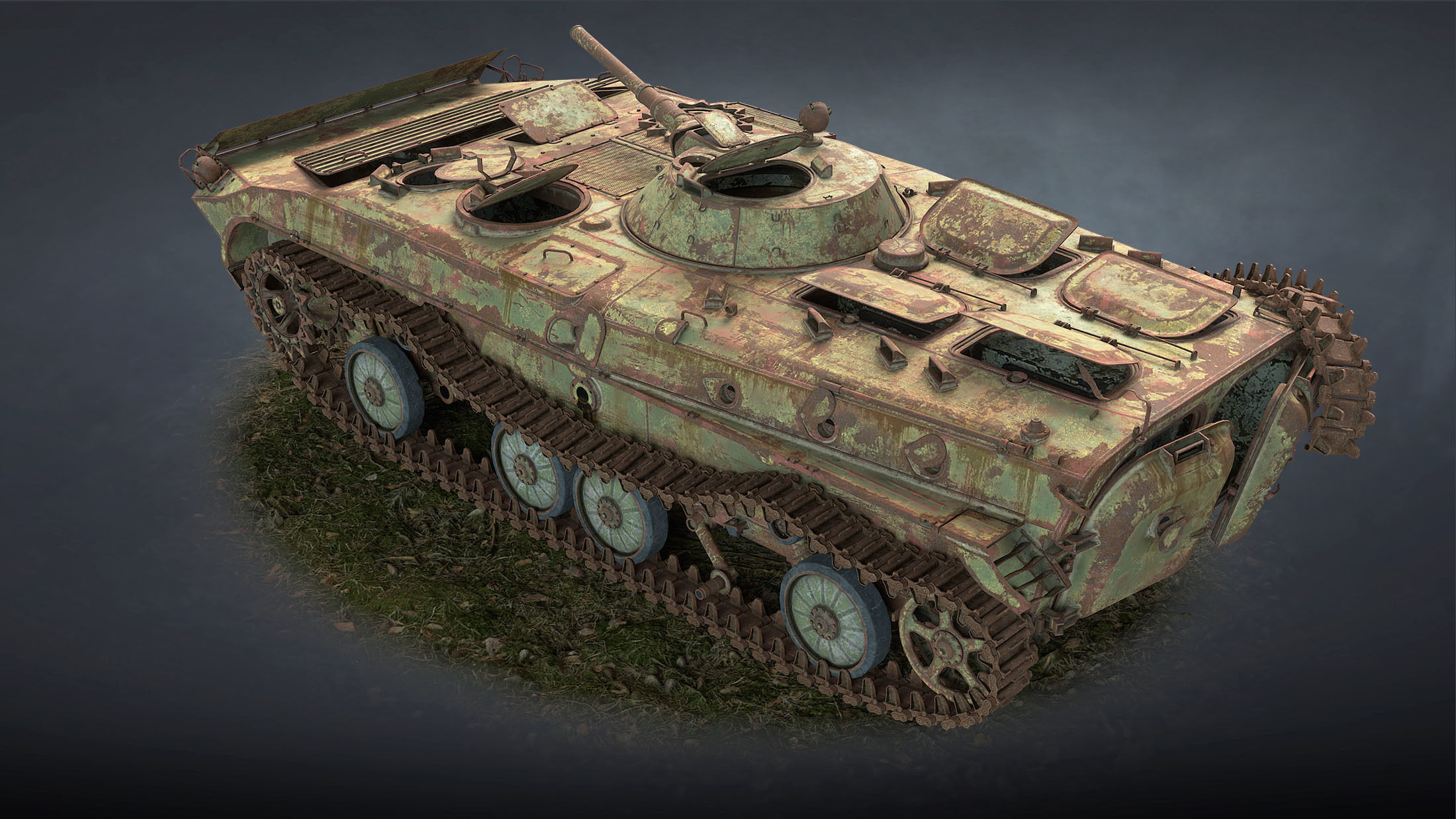 BMP-1 IFV Abandoned Low-poly 3D model_4