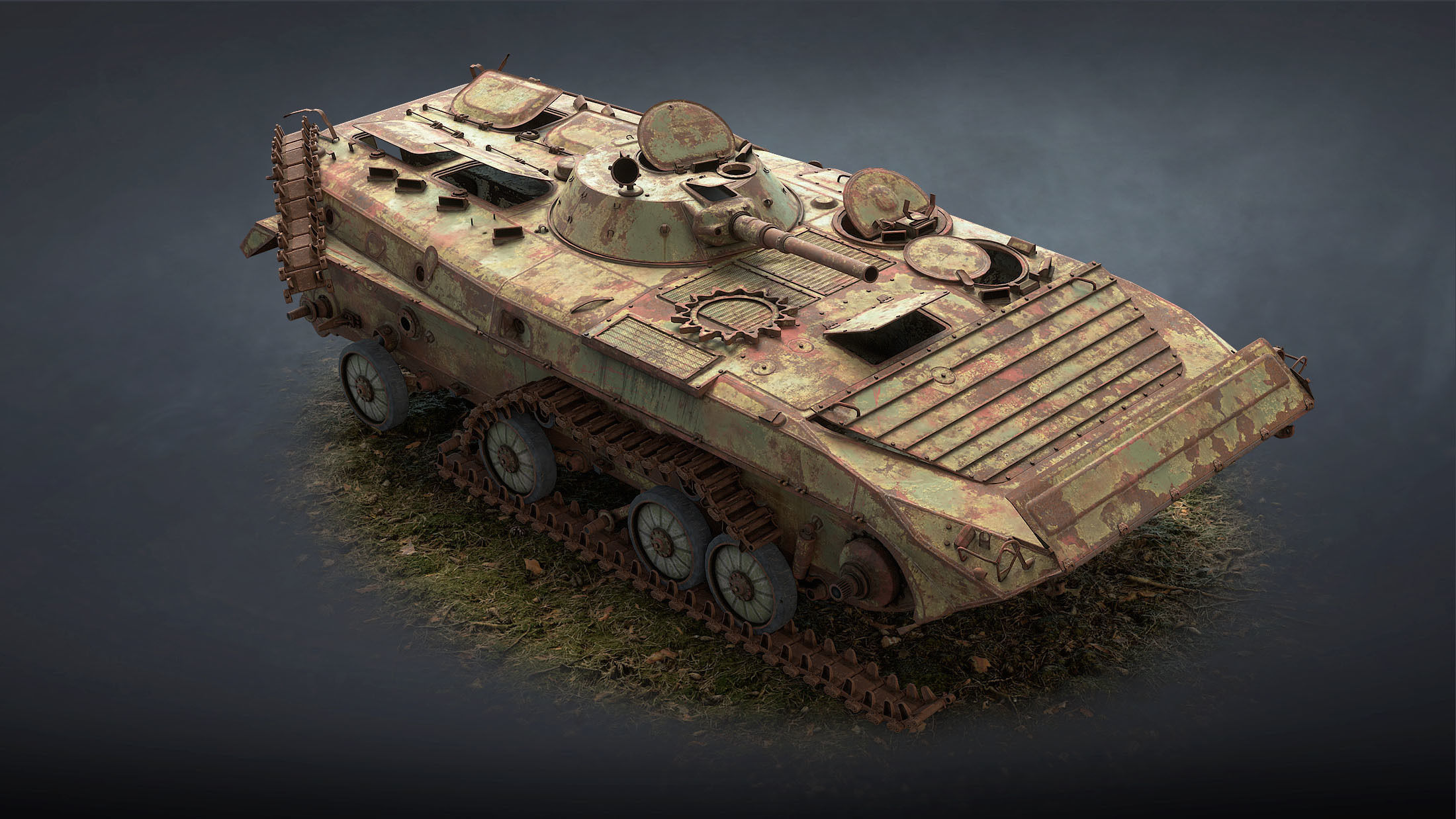 BMP-1 IFV Abandoned Low-poly 3D model_8