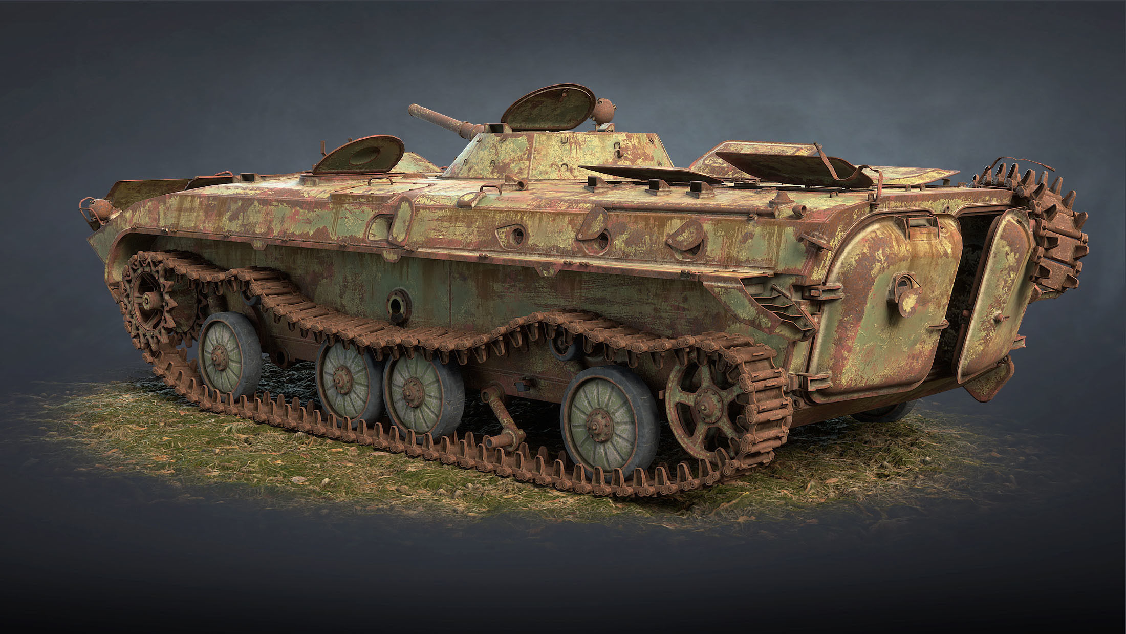 BMP-1 IFV Abandoned Low-poly 3D model_3