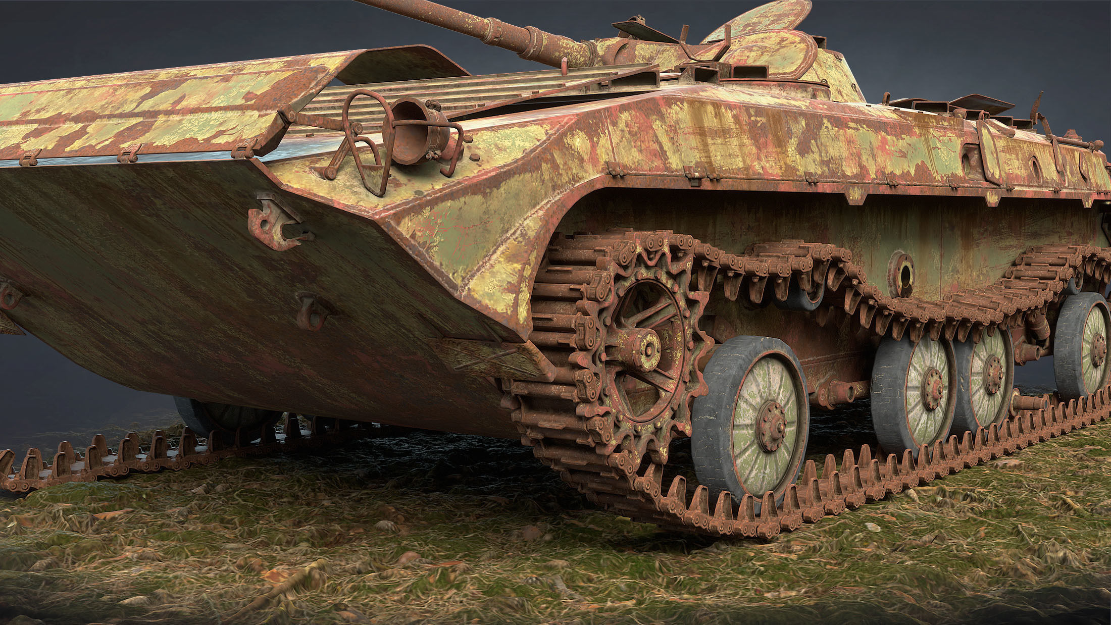 BMP-1 IFV Abandoned Low-poly 3D model_10