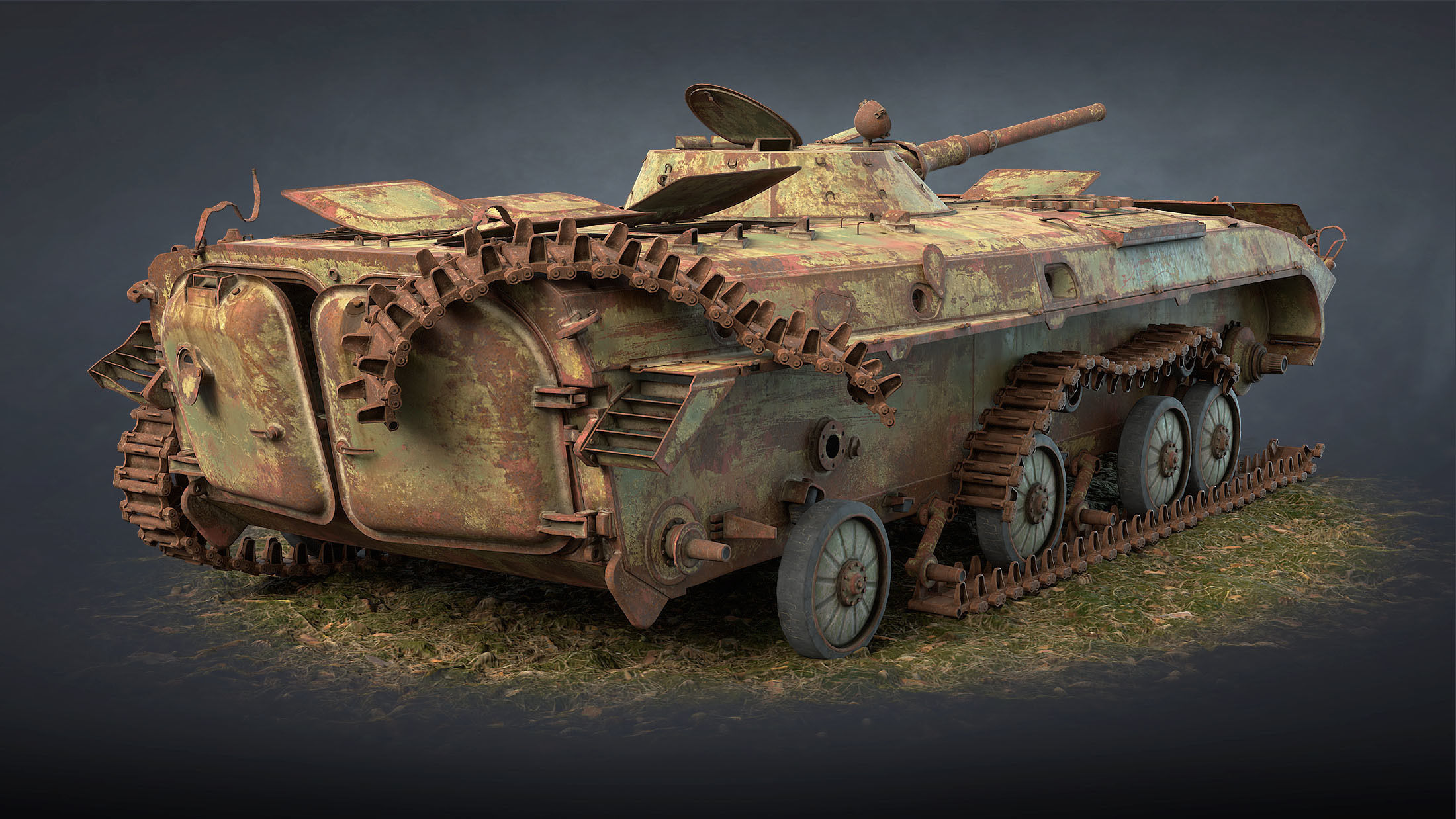 BMP-1 IFV Abandoned Low-poly 3D model_5