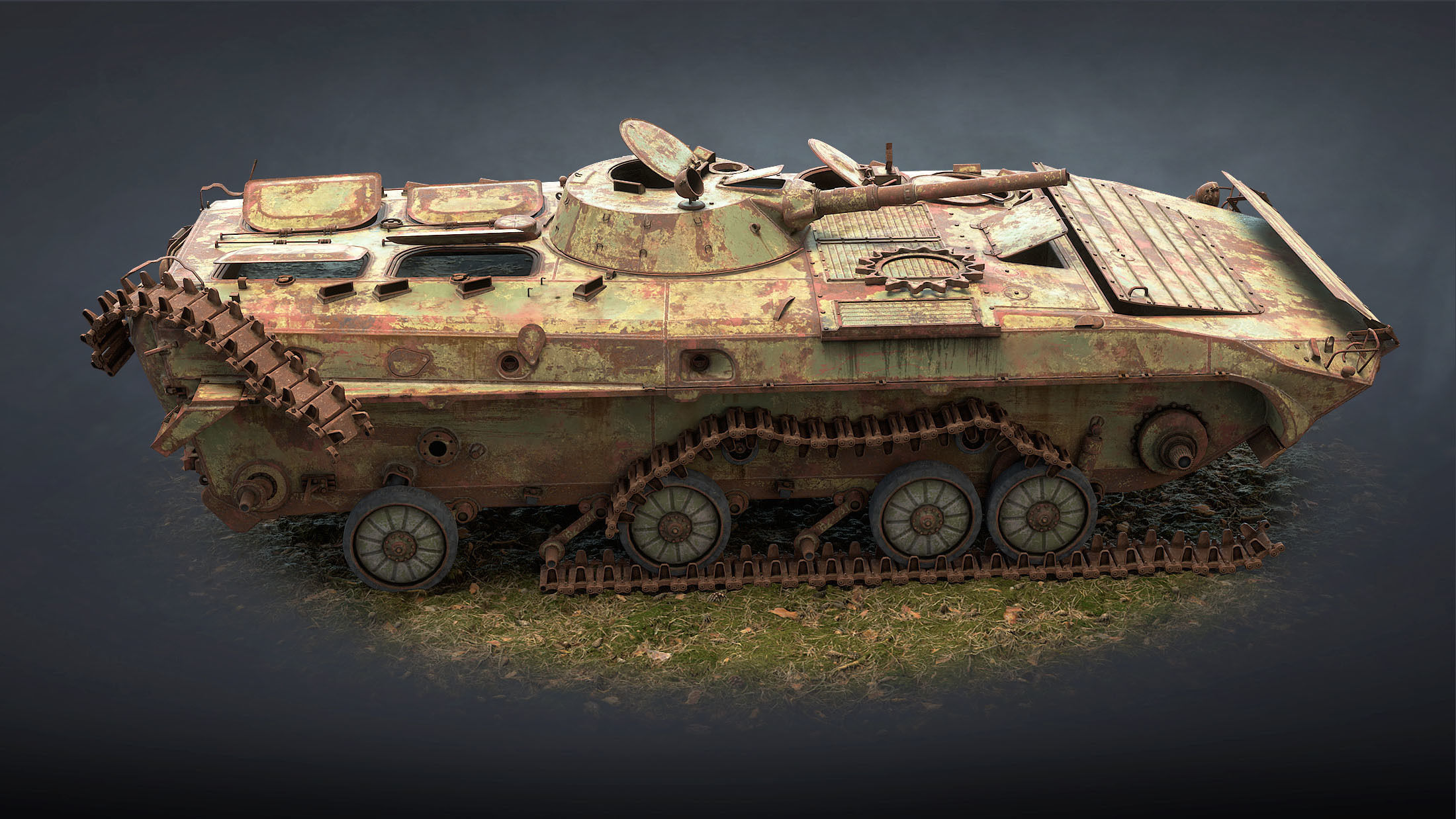 BMP-1 IFV Abandoned Low-poly 3D model_7