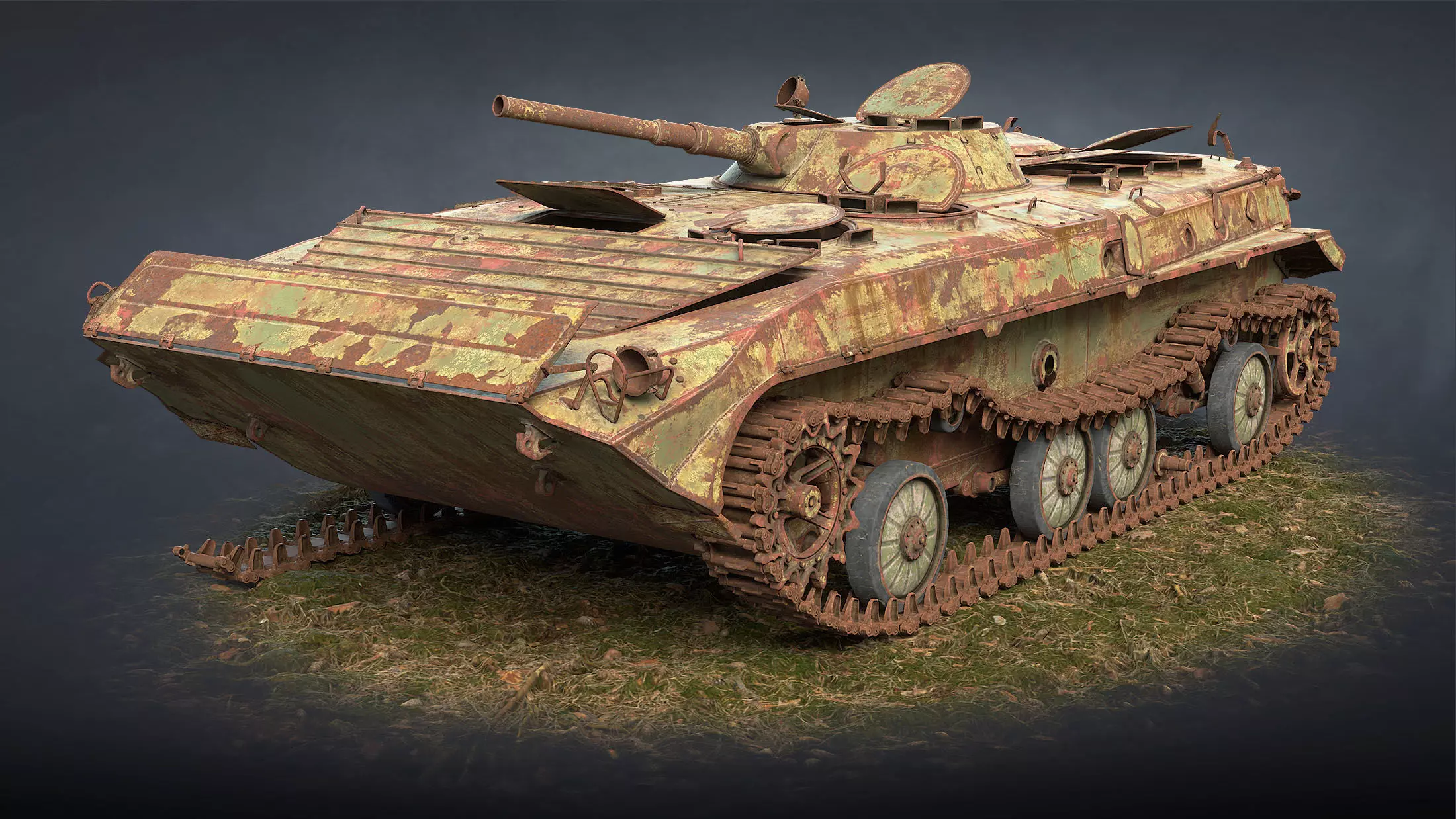 BMP-1 IFV Abandoned Low-poly 3D model_0