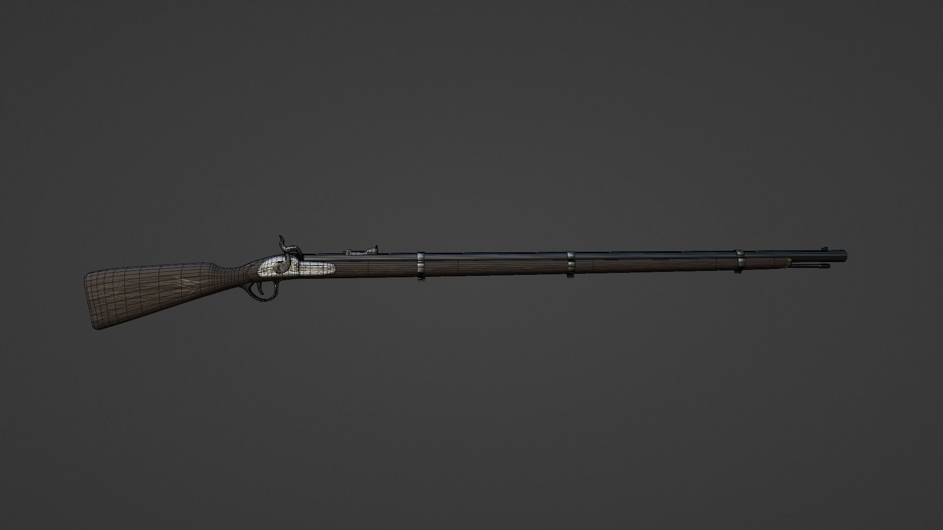 1853 Enfield Target Percussion Musket Low-poly 3D model_14
