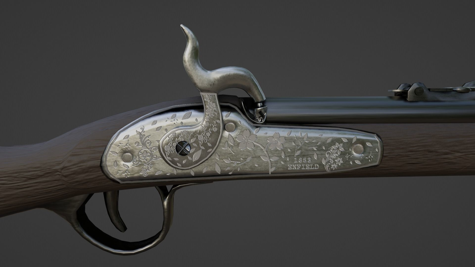 1853 Enfield Target Percussion Musket Low-poly 3D model_11