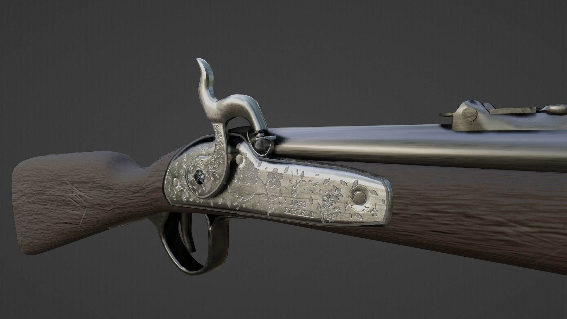 1853 Enfield Target Percussion Musket Low-poly 3D model_8