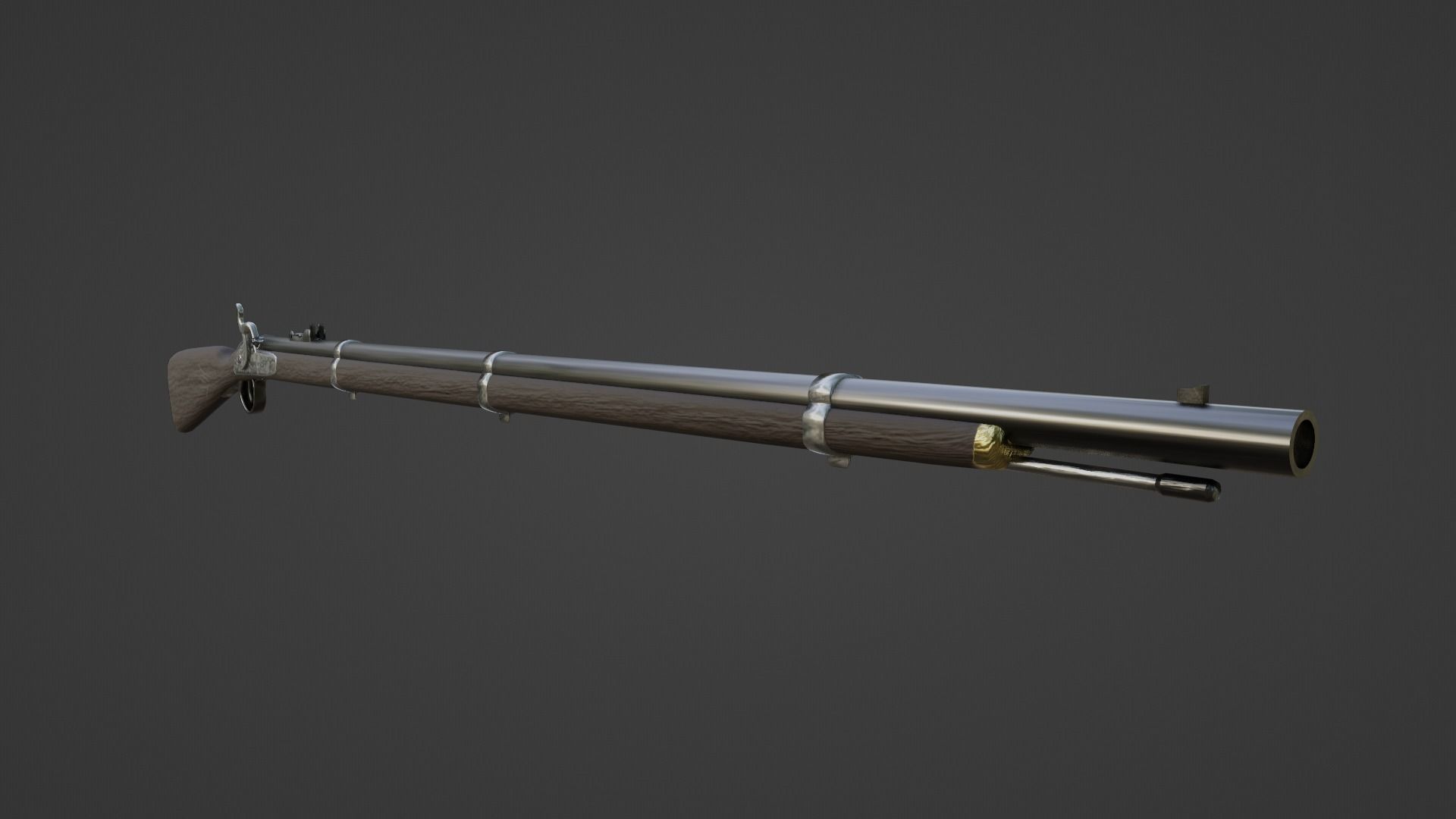 1853 Enfield Target Percussion Musket Low-poly 3D model_5