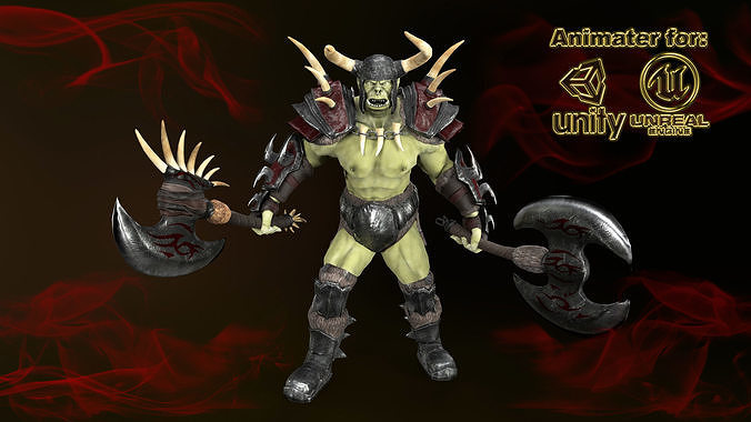  Low-poly model of the character Orc Axes Low-poly 3D model