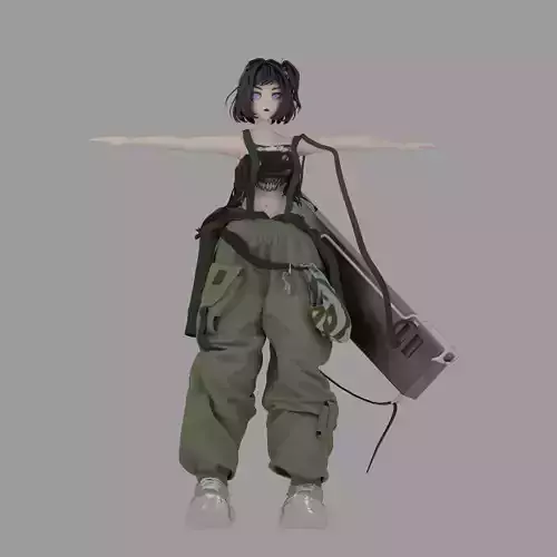 Anime girl with blaster 