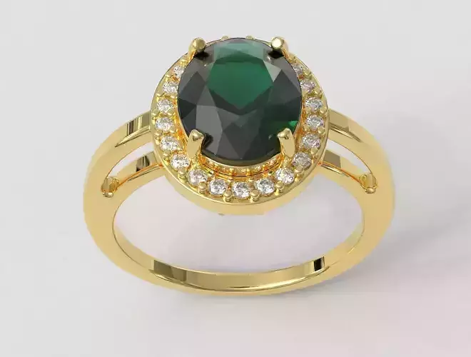 Classic Oval Gemstone Ring 3D print model