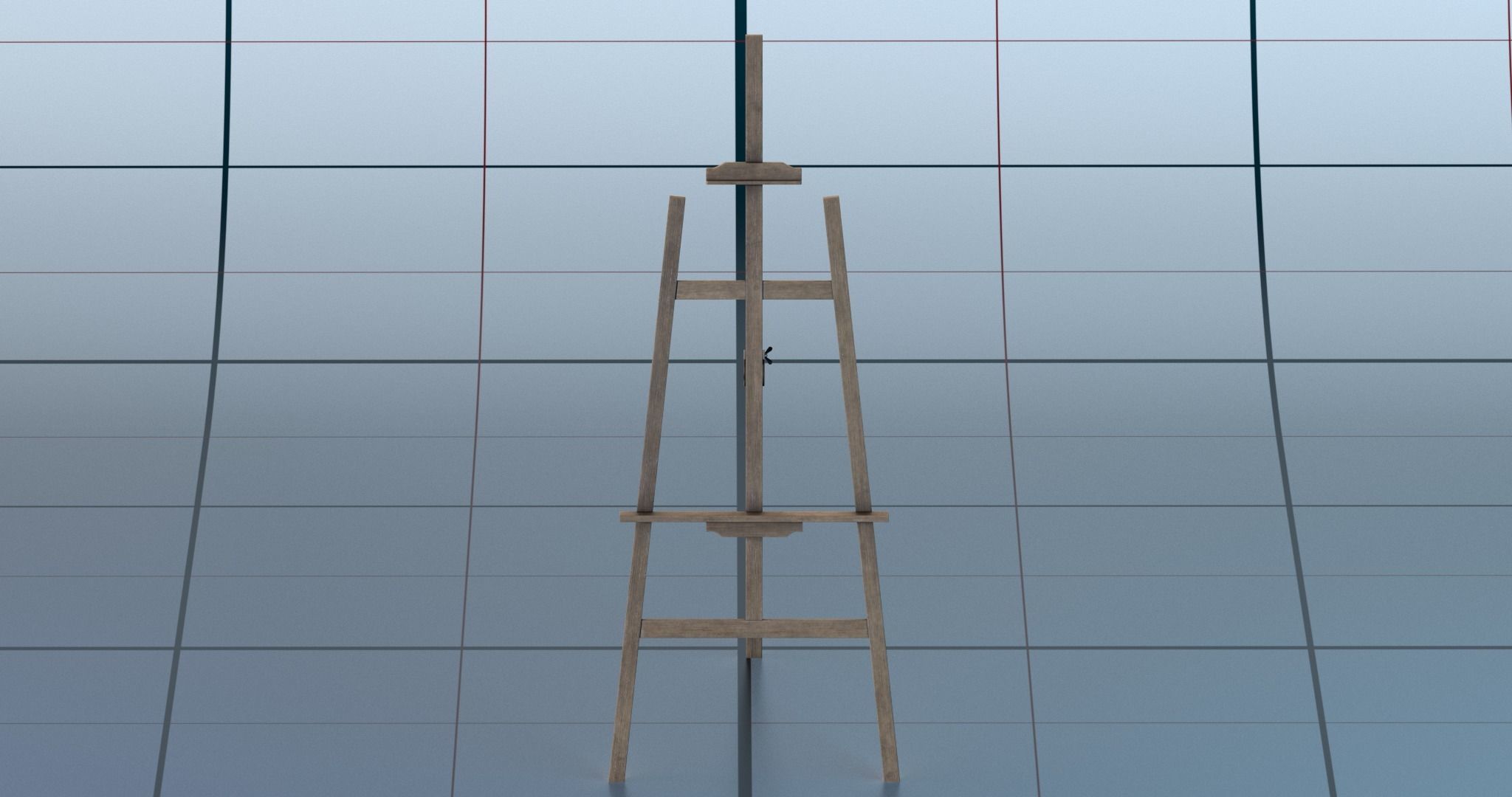 Easel PBR wooden 3D model_3