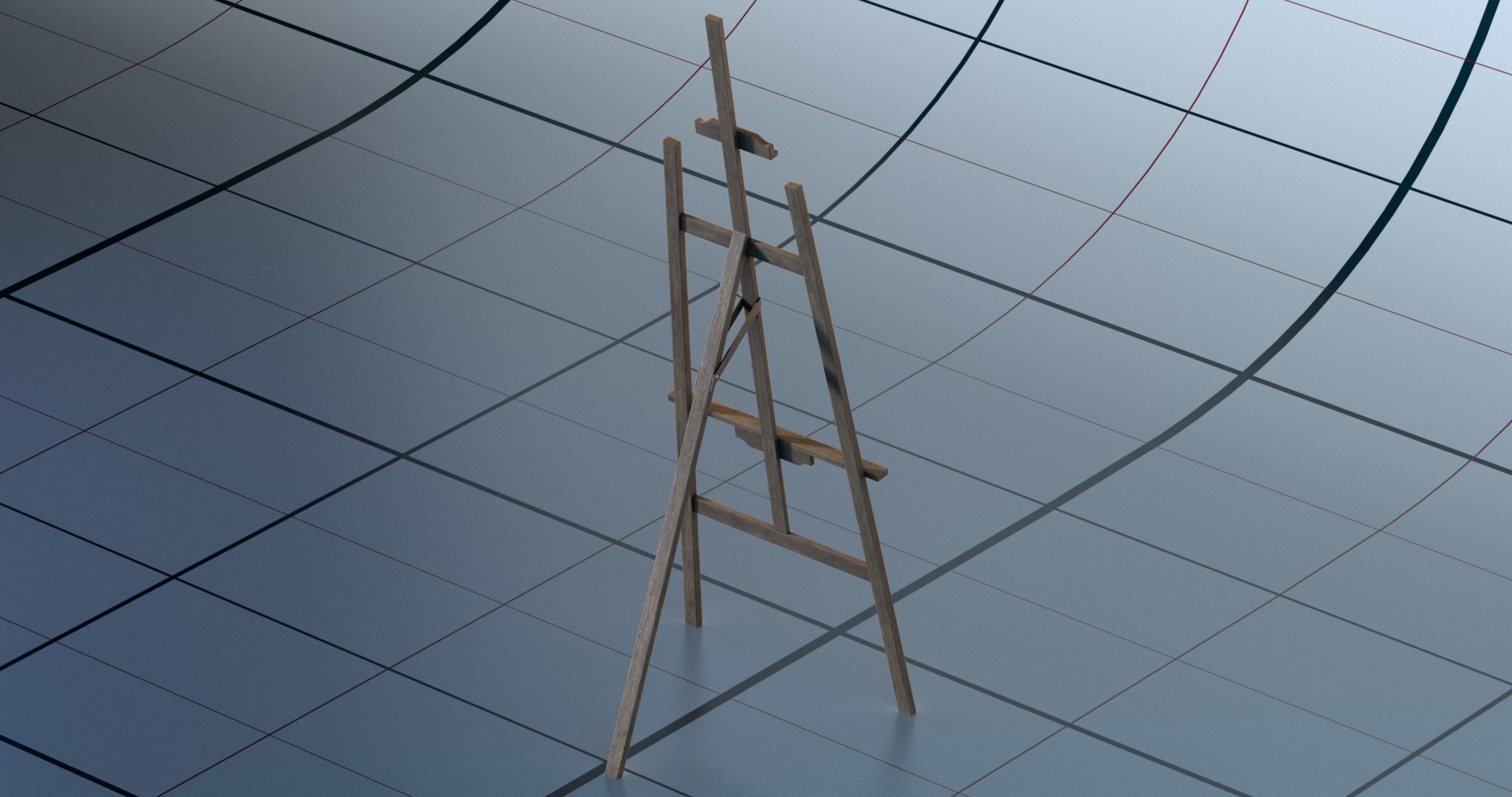 Easel PBR wooden 3D model_10