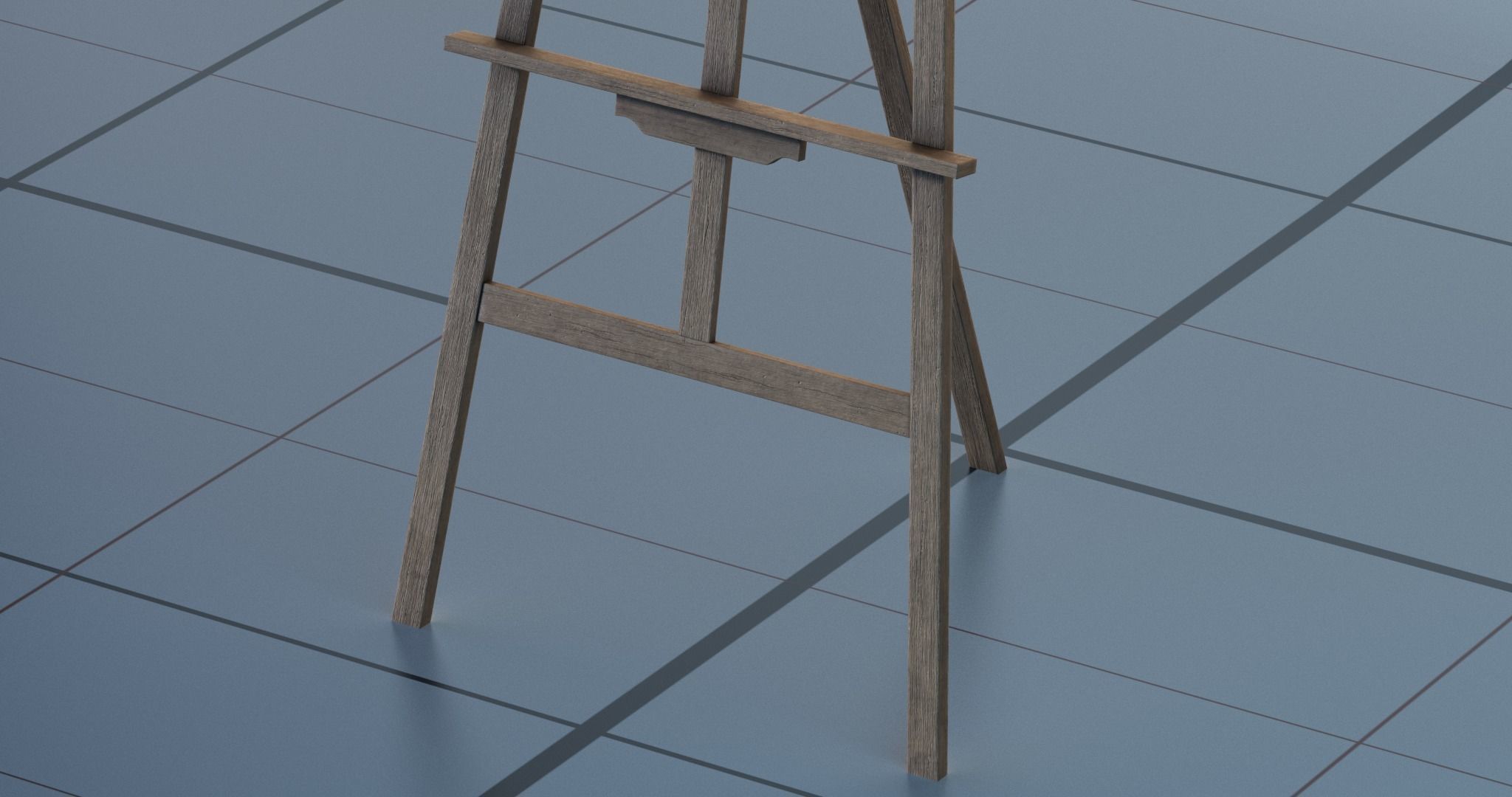 Easel PBR wooden 3D model_2