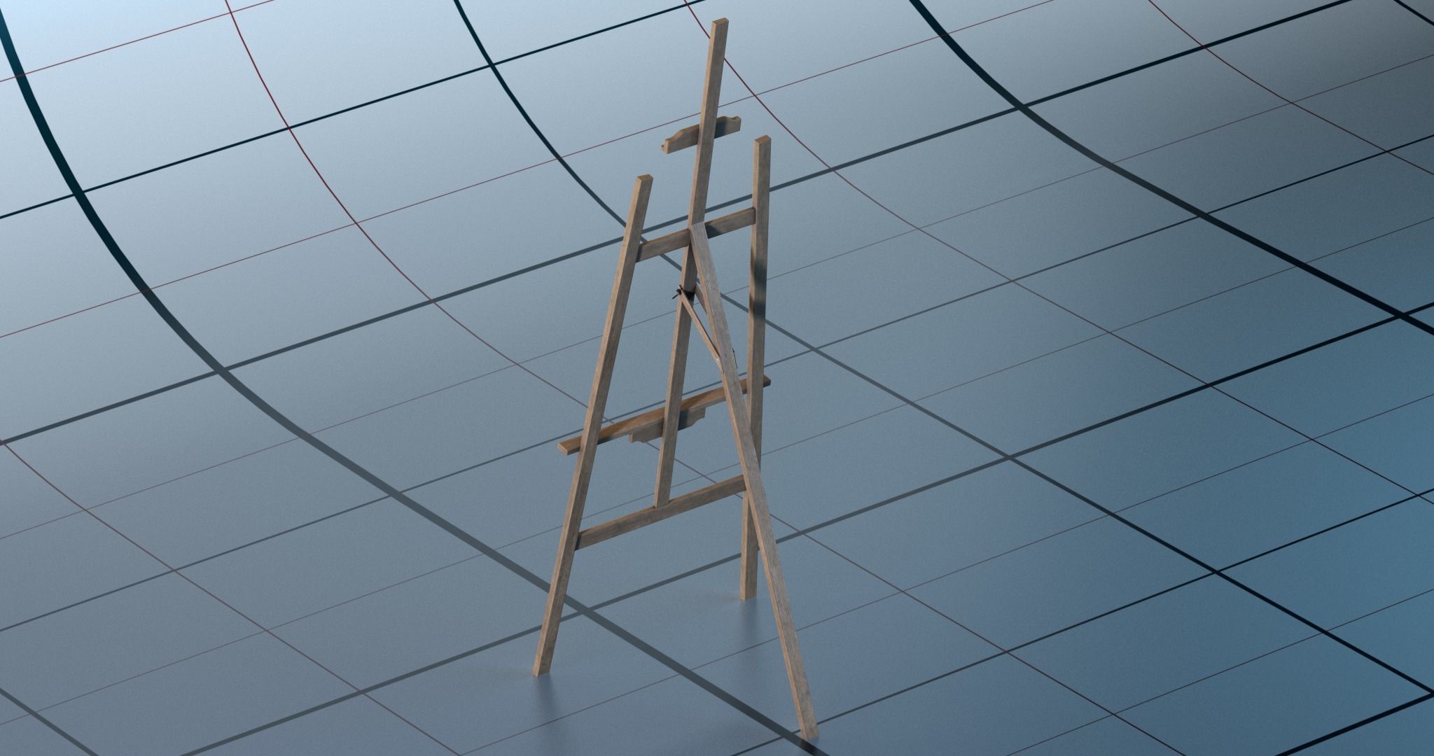 Easel PBR wooden 3D model_12