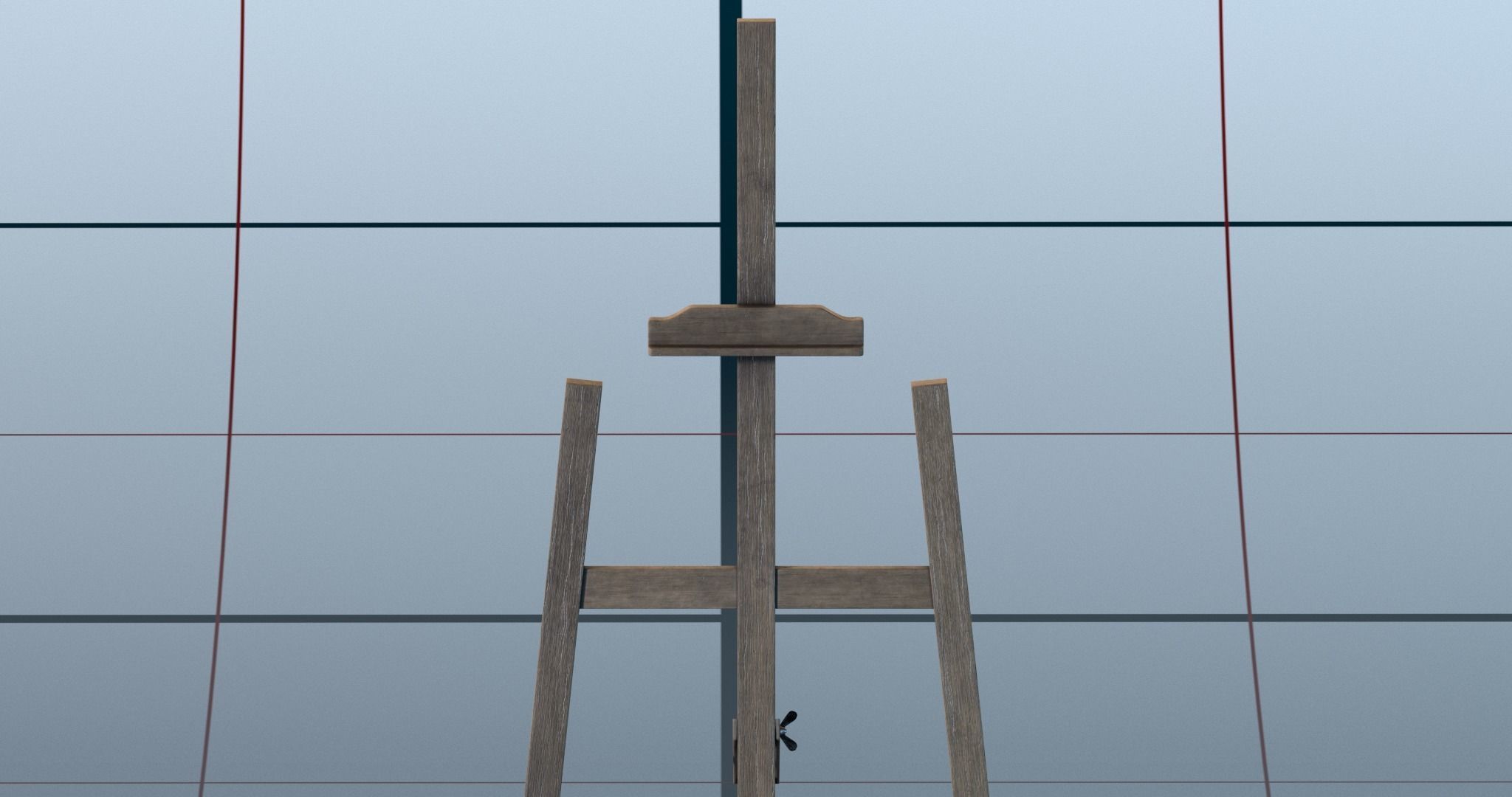 Easel PBR wooden 3D model_4